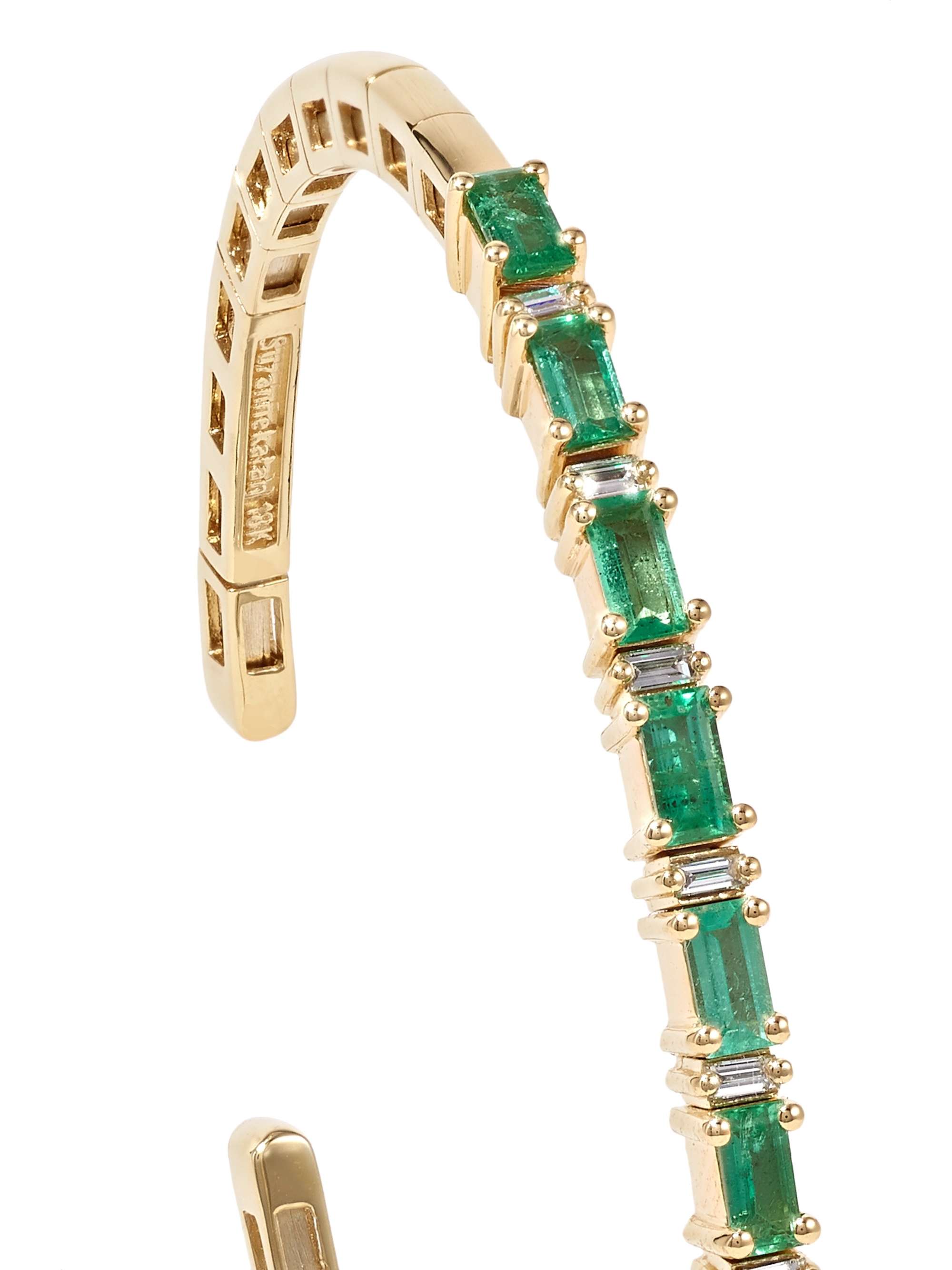 SUZANNE KALAN 18-karat gold, emerald and diamond cuff