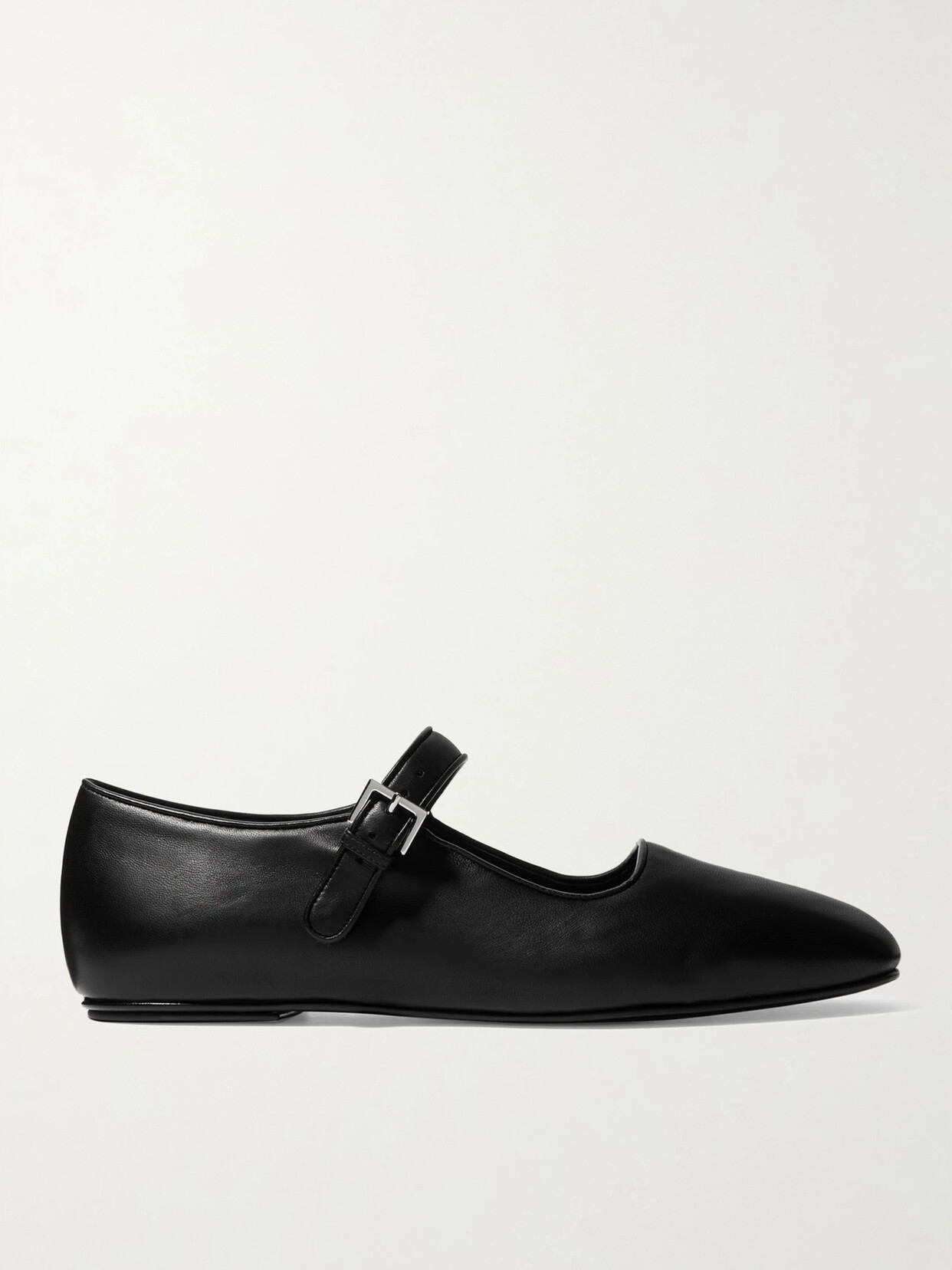 The Row - Ava Leather Mary Jane Ballet Flats - Black