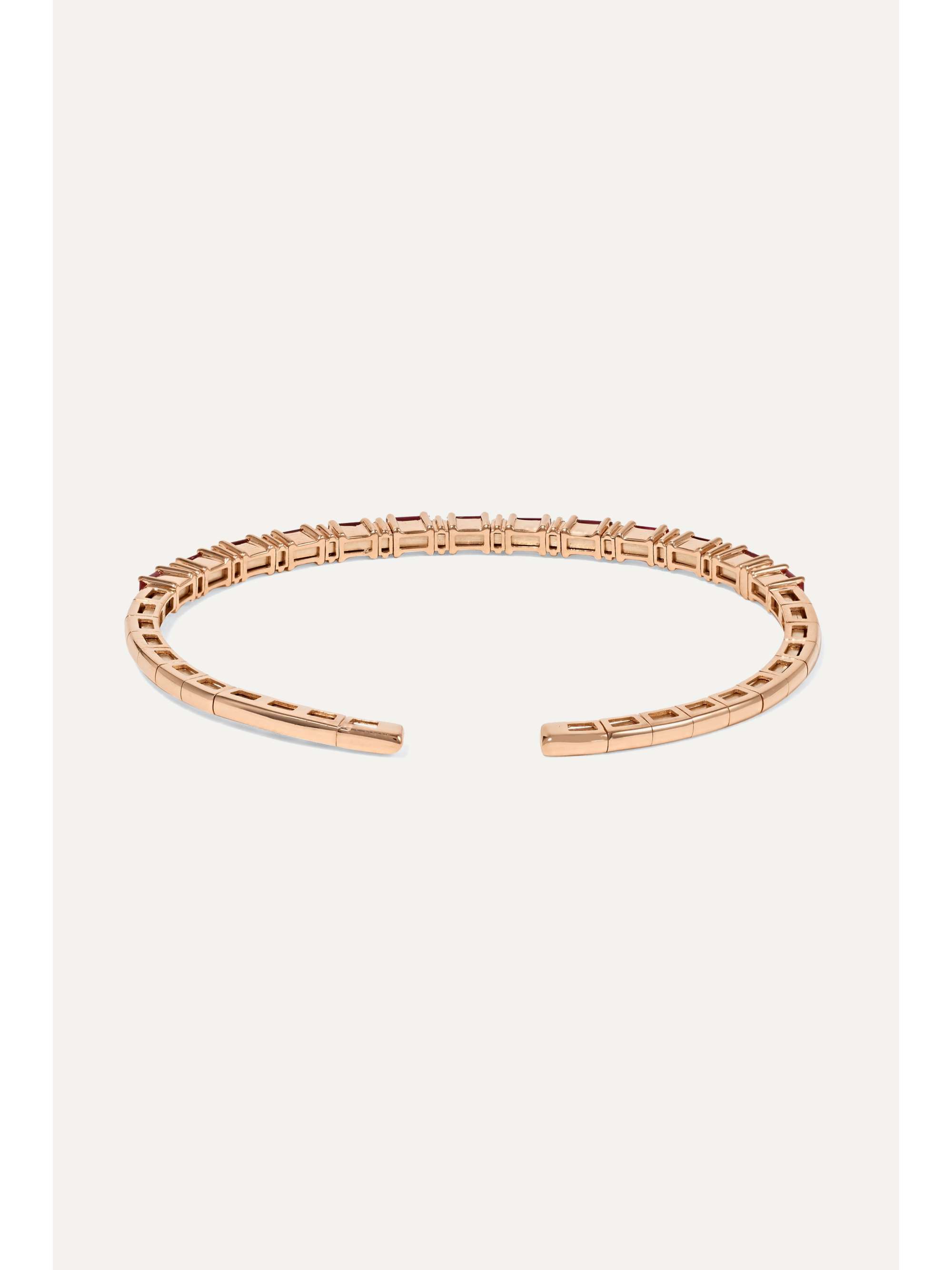 SUZANNE KALAN 18-karat rose gold, ruby and diamond cuff