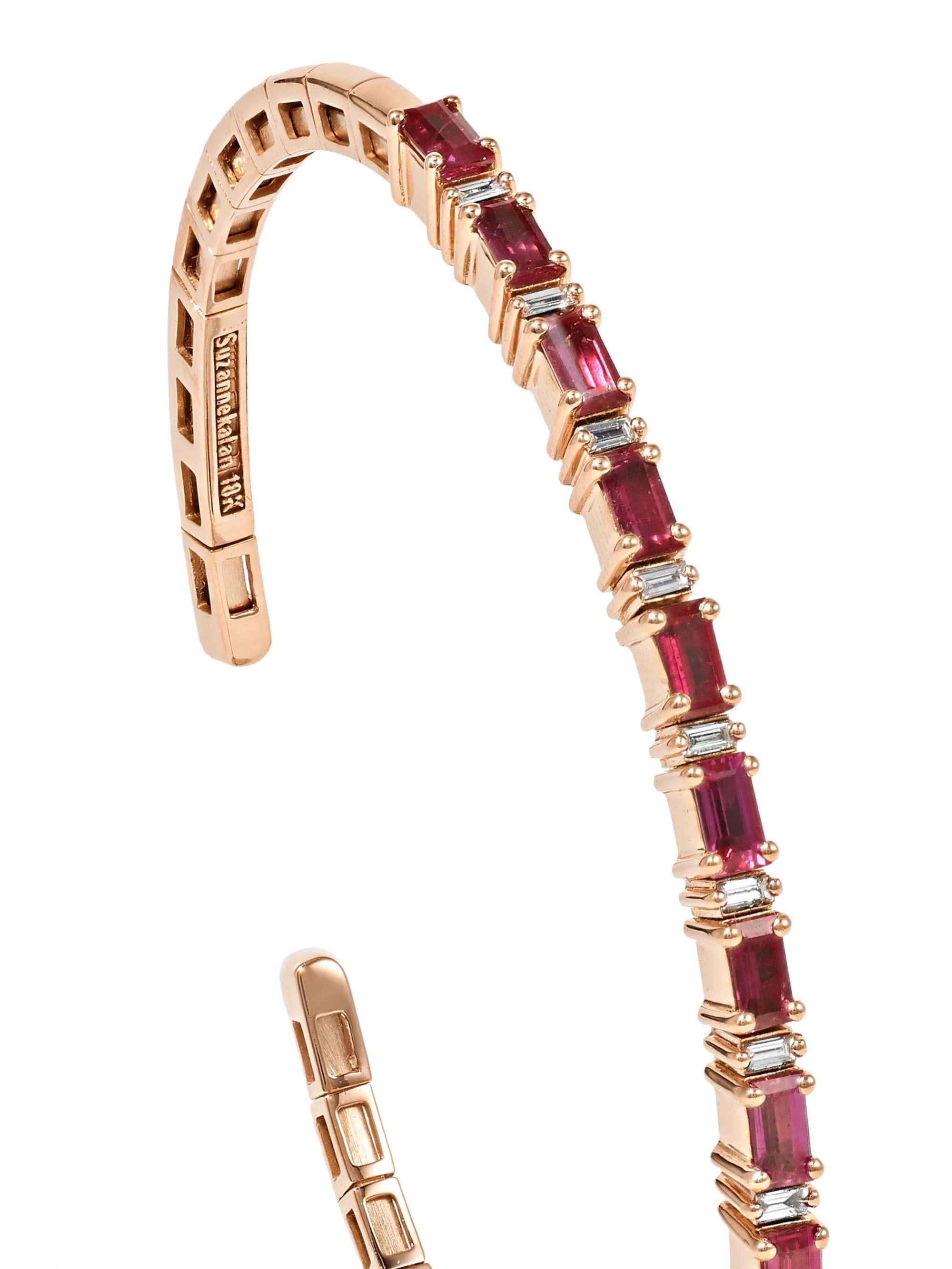 SUZANNE KALAN 18-karat rose gold, ruby and diamond cuff