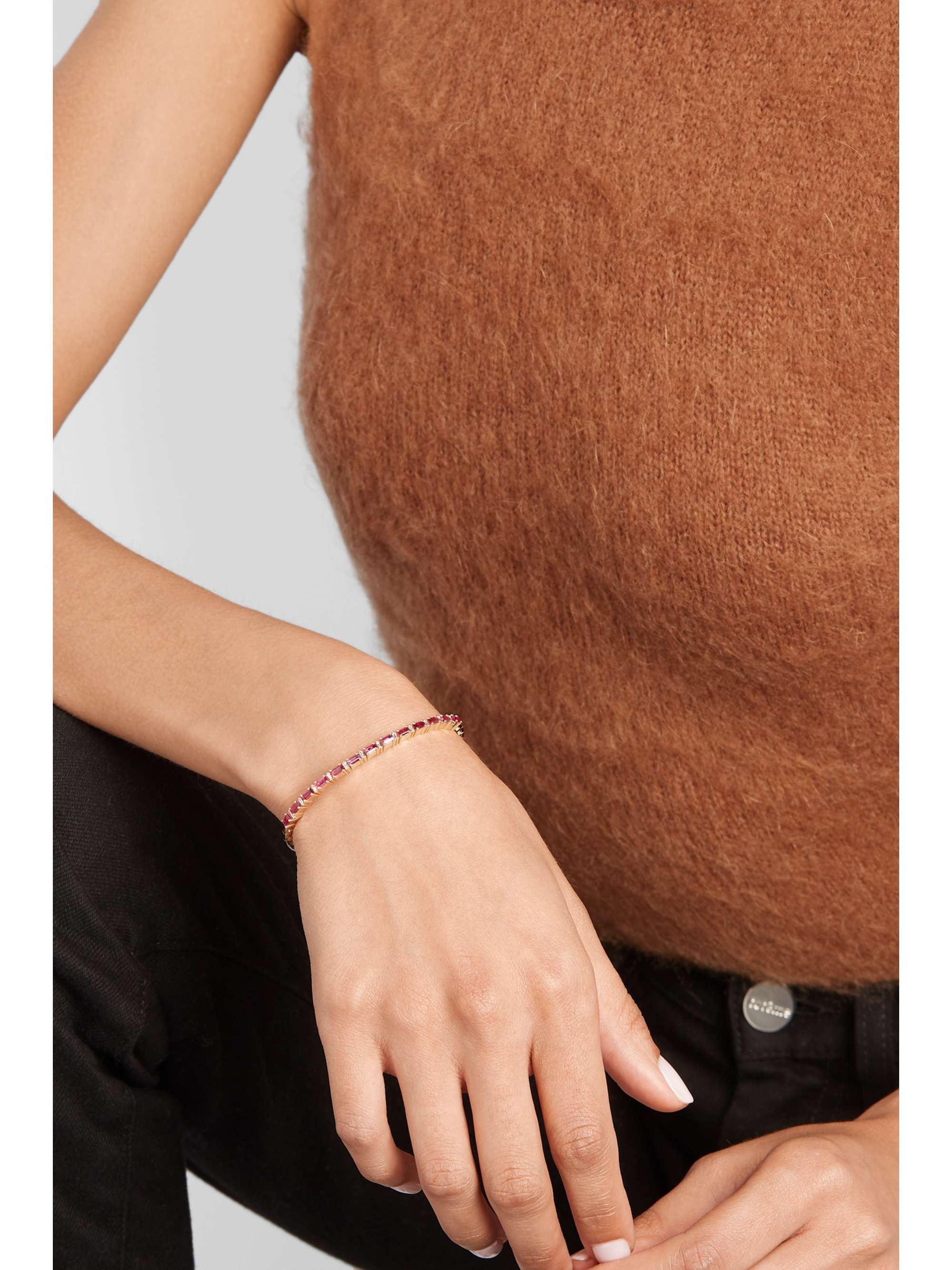SUZANNE KALAN 18-karat rose gold, ruby and diamond cuff