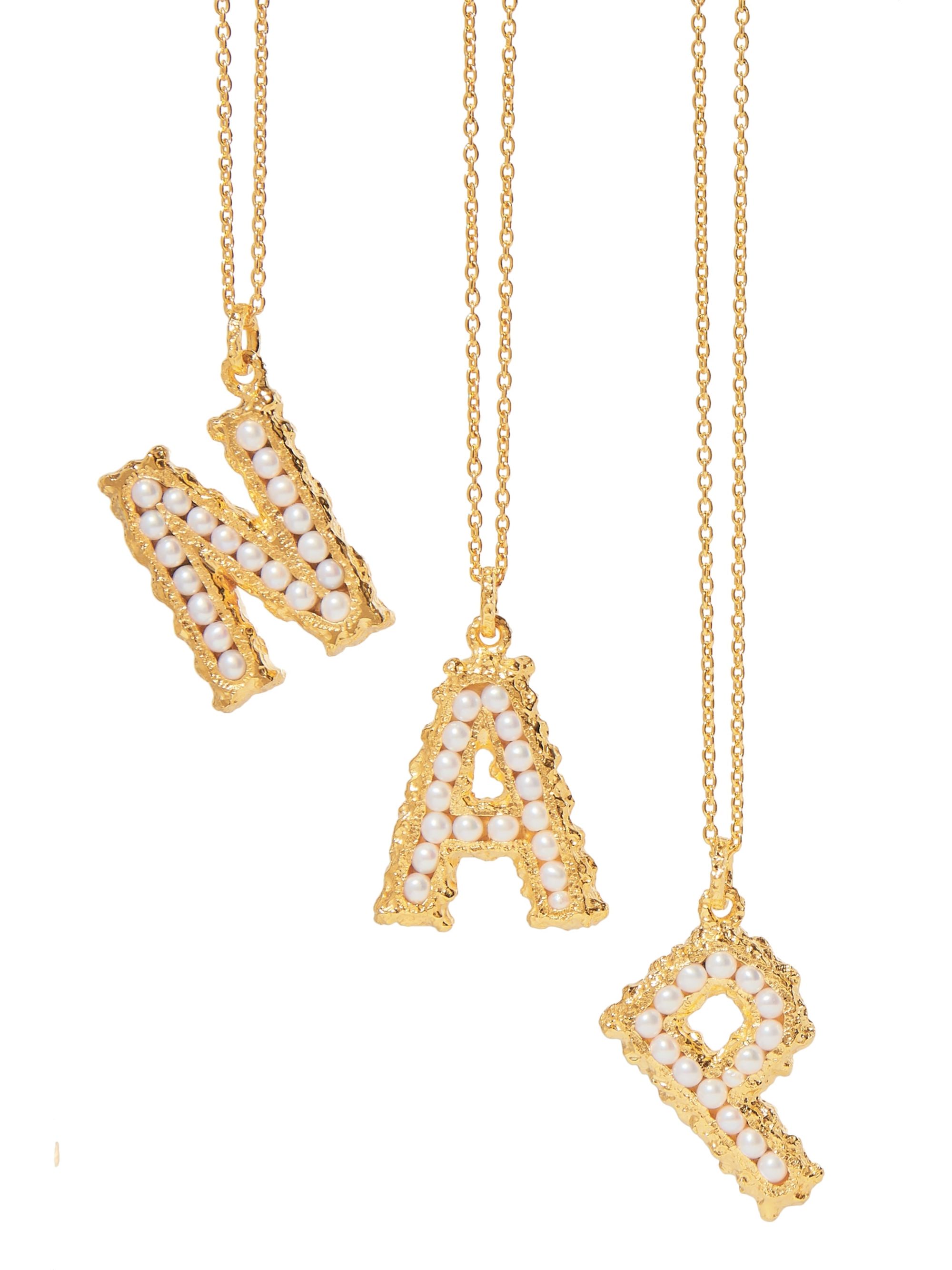 Gold Alphabet goldplated pearl necklace PACHAREE NETAPORTER