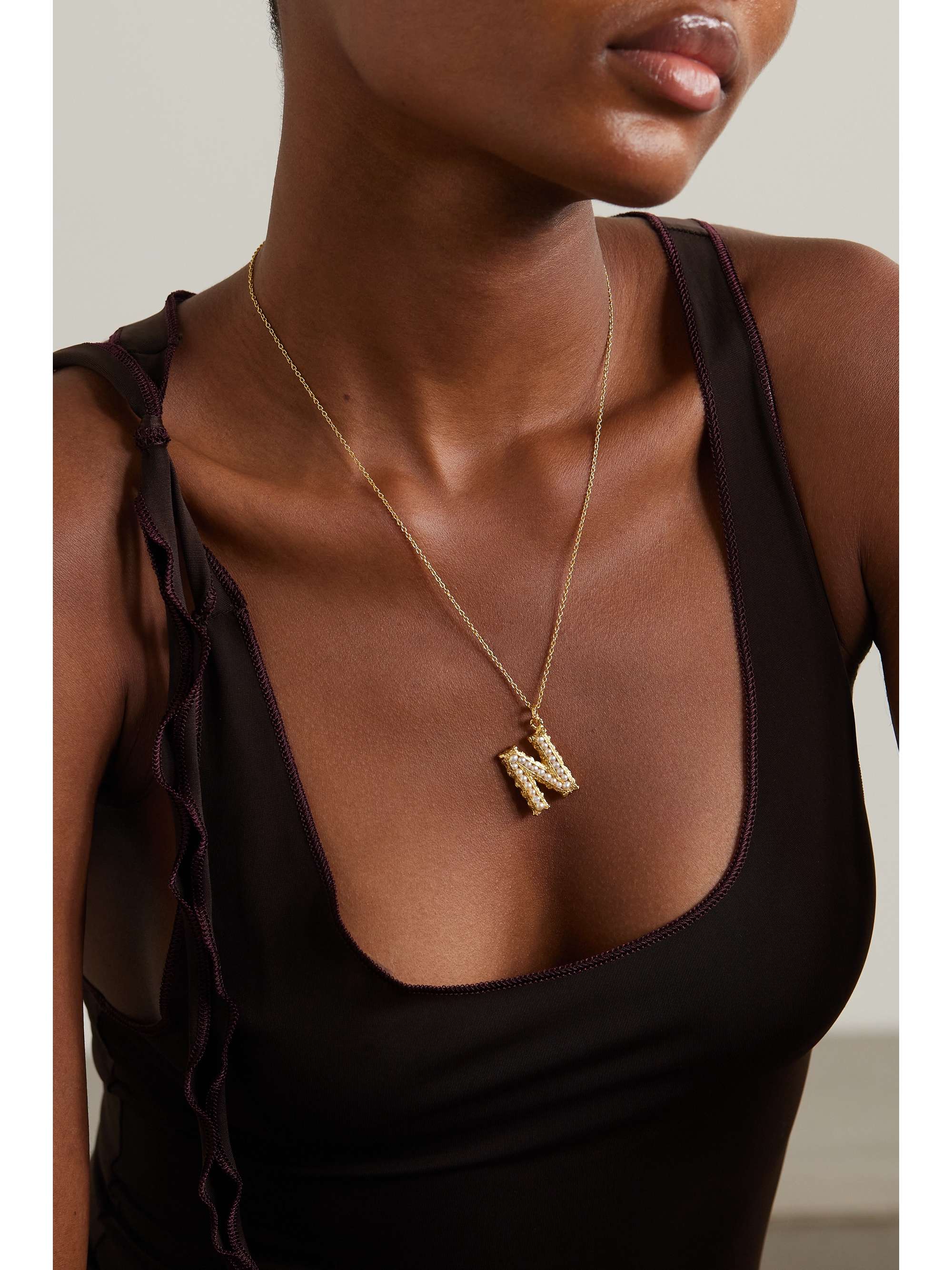 PACHAREE Alphabet gold-plated pearl necklace