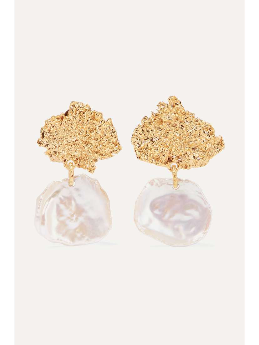 Pacharee Moss Gold-plated Pearl Earrings