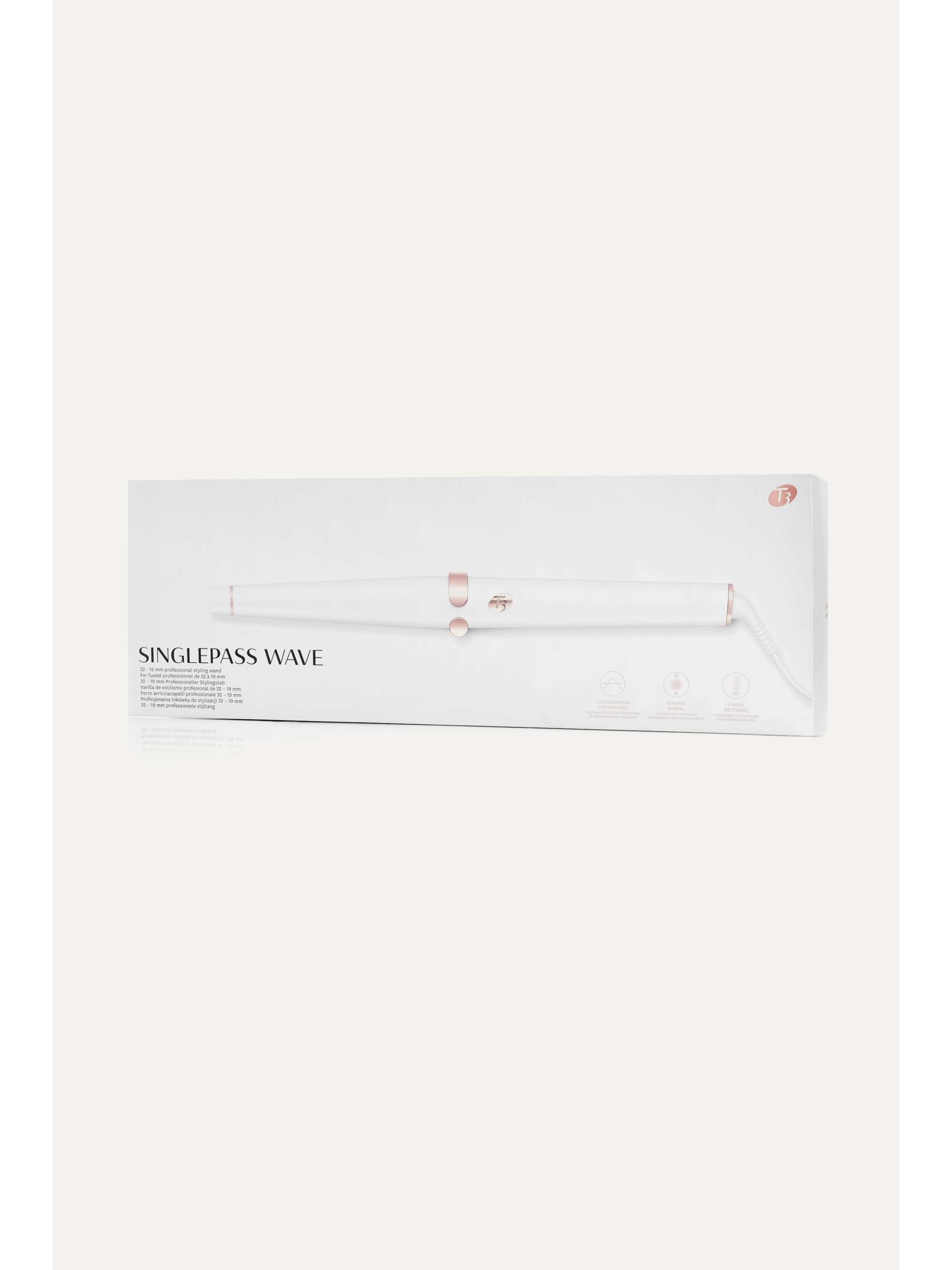 T3 Singlepass Wave Tapered Styling Wand - EU 2 pin-plug