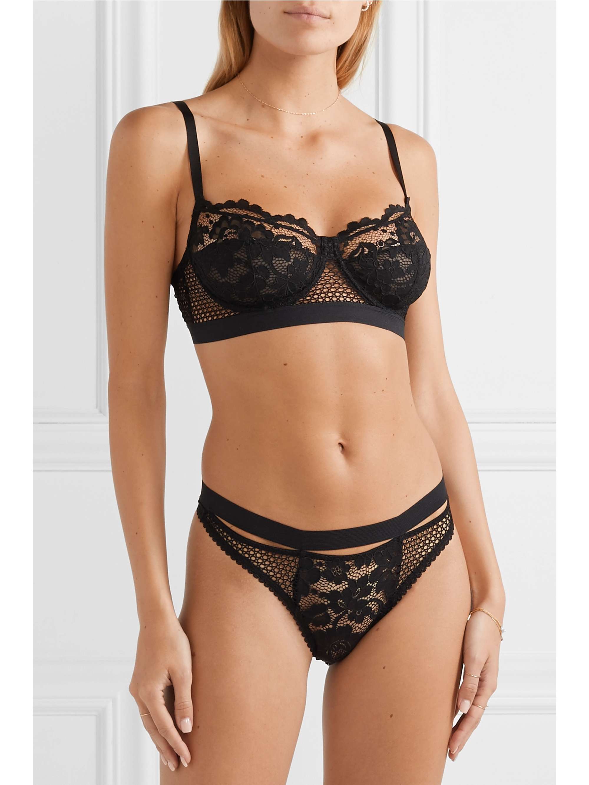 ELSE Petunia stretch-mesh and corded lace underwired bra