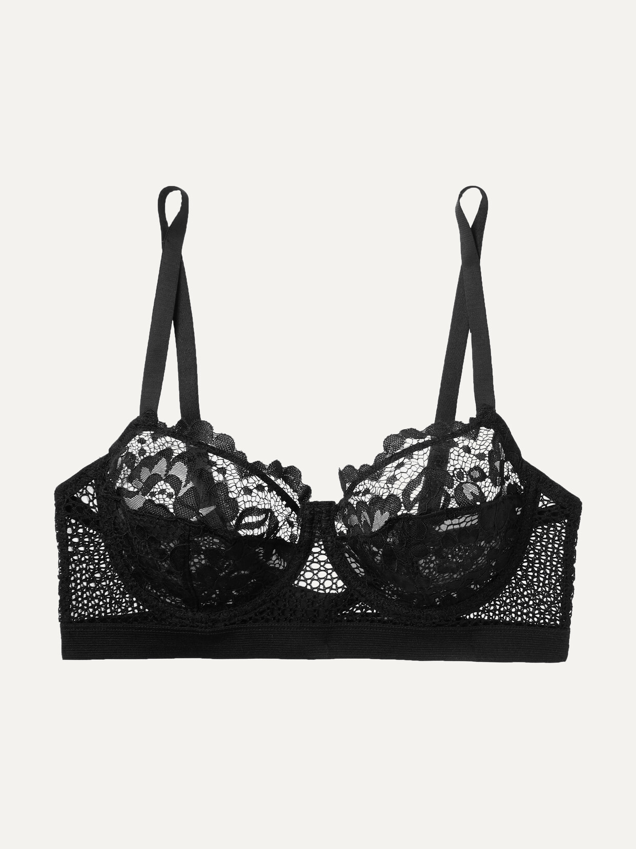 ELSE - Petunia Stretch-mesh And Corded Lace Underwired Bra - Black