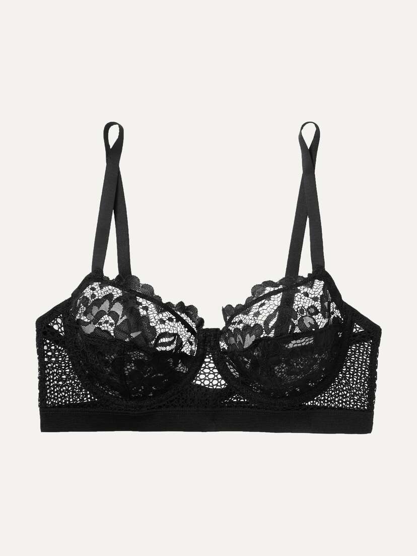 ELSE Petunia Stretch-mesh And Corded Lace Underwired Bra