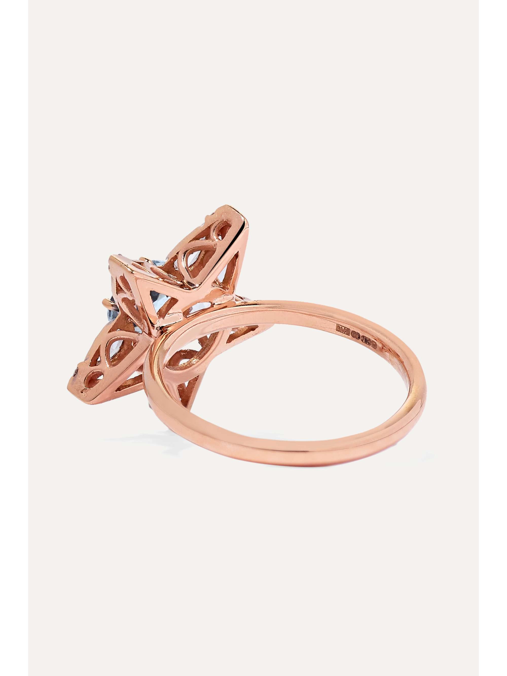 SELIM MOUZANNAR Istanbul 18-karat rose gold, diamond and aquamarine ring