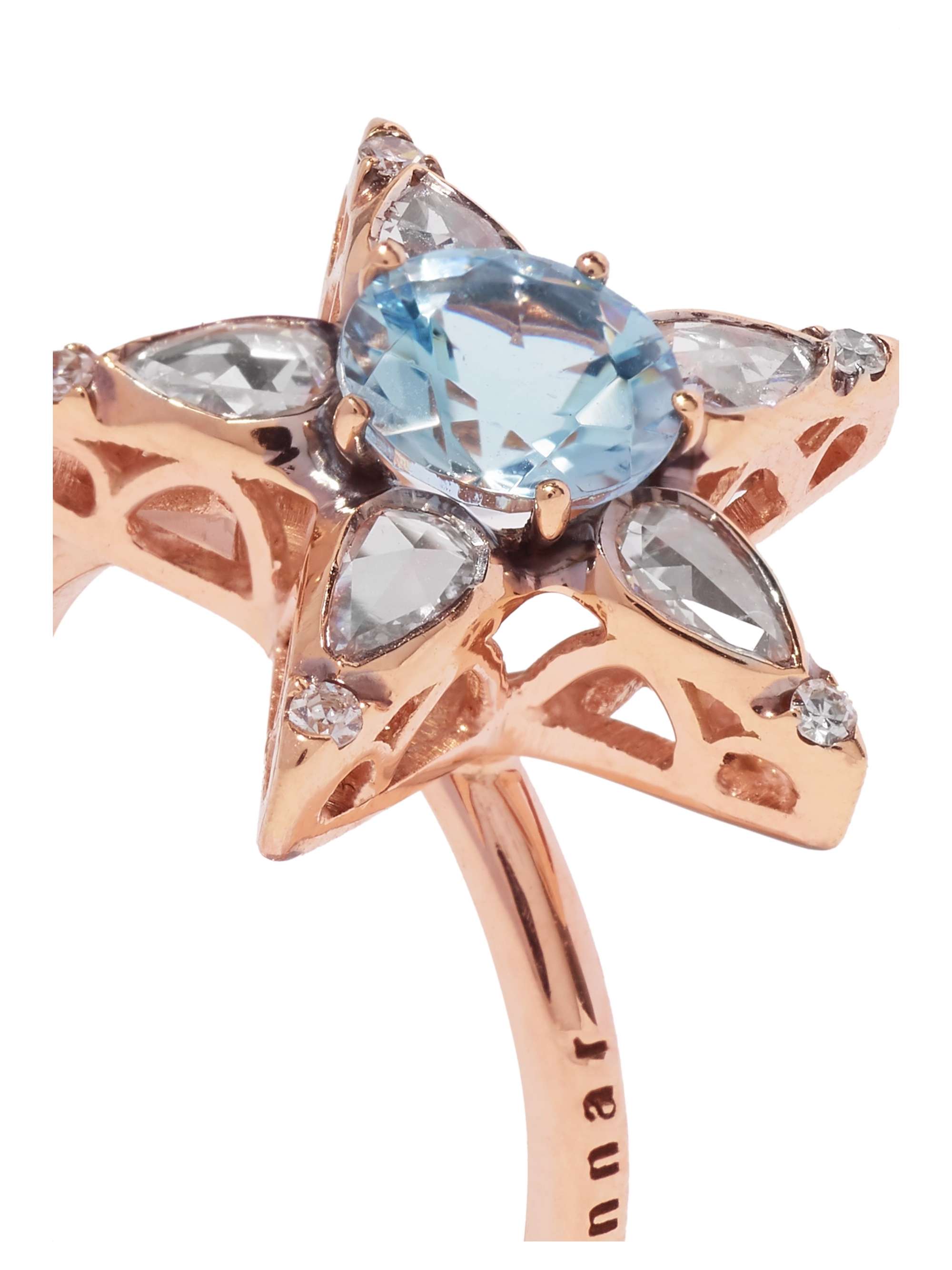 SELIM MOUZANNAR Istanbul 18-karat rose gold, diamond and aquamarine ring
