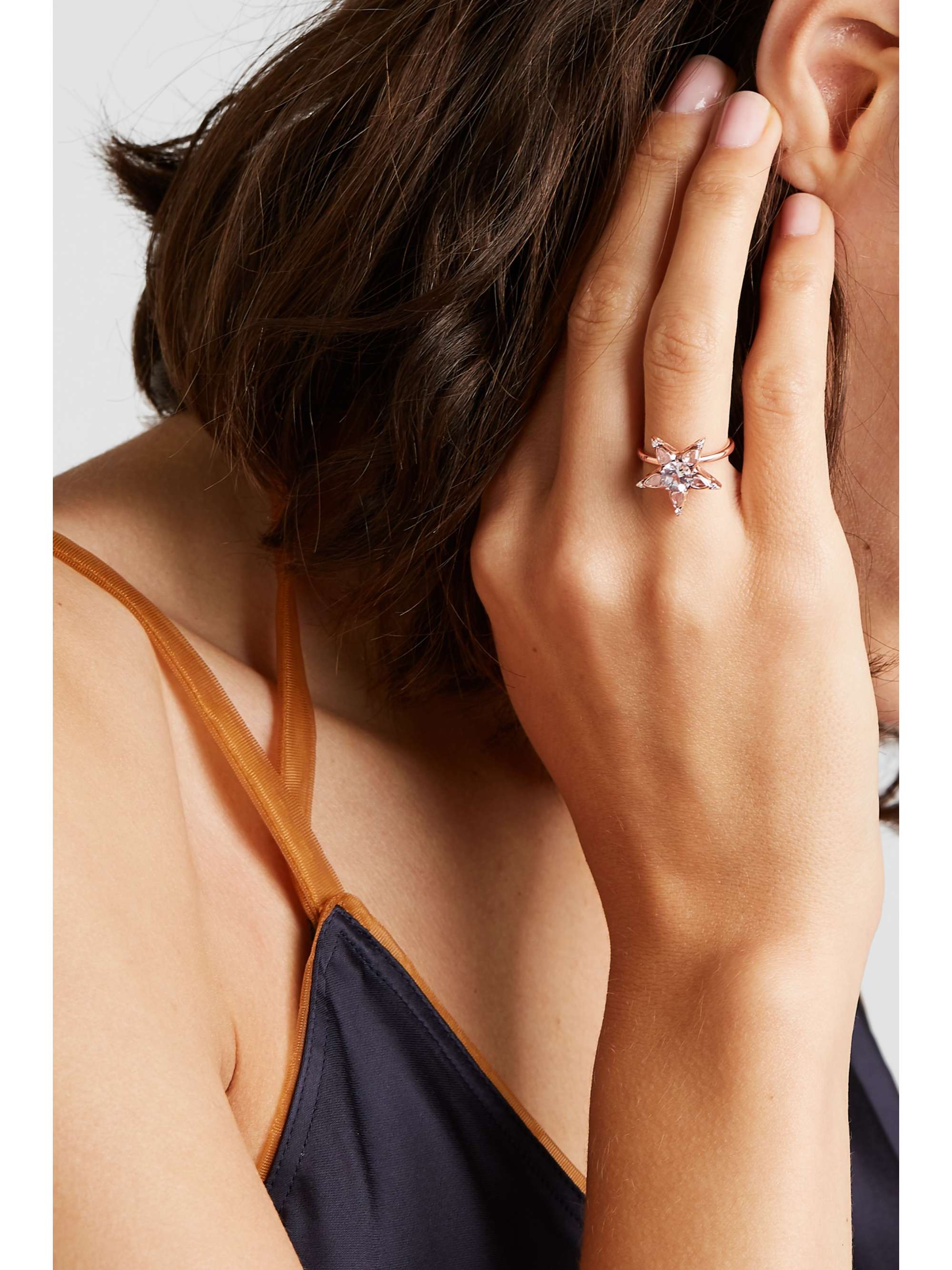 SELIM MOUZANNAR Istanbul 18-karat rose gold, diamond and aquamarine ring