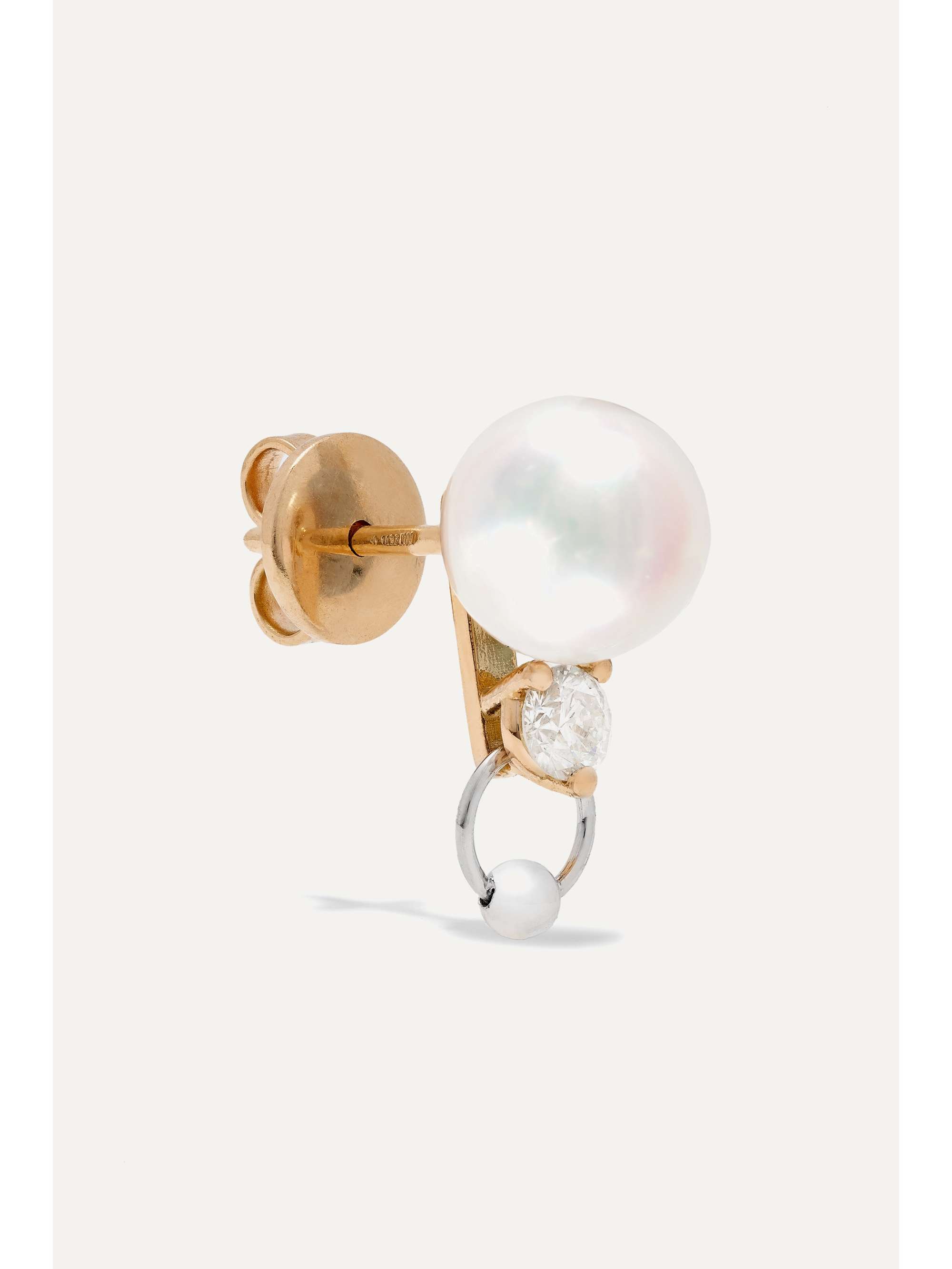 DELFINA DELETTREZ 18-karat yellow and white gold, pearl and diamond earring
