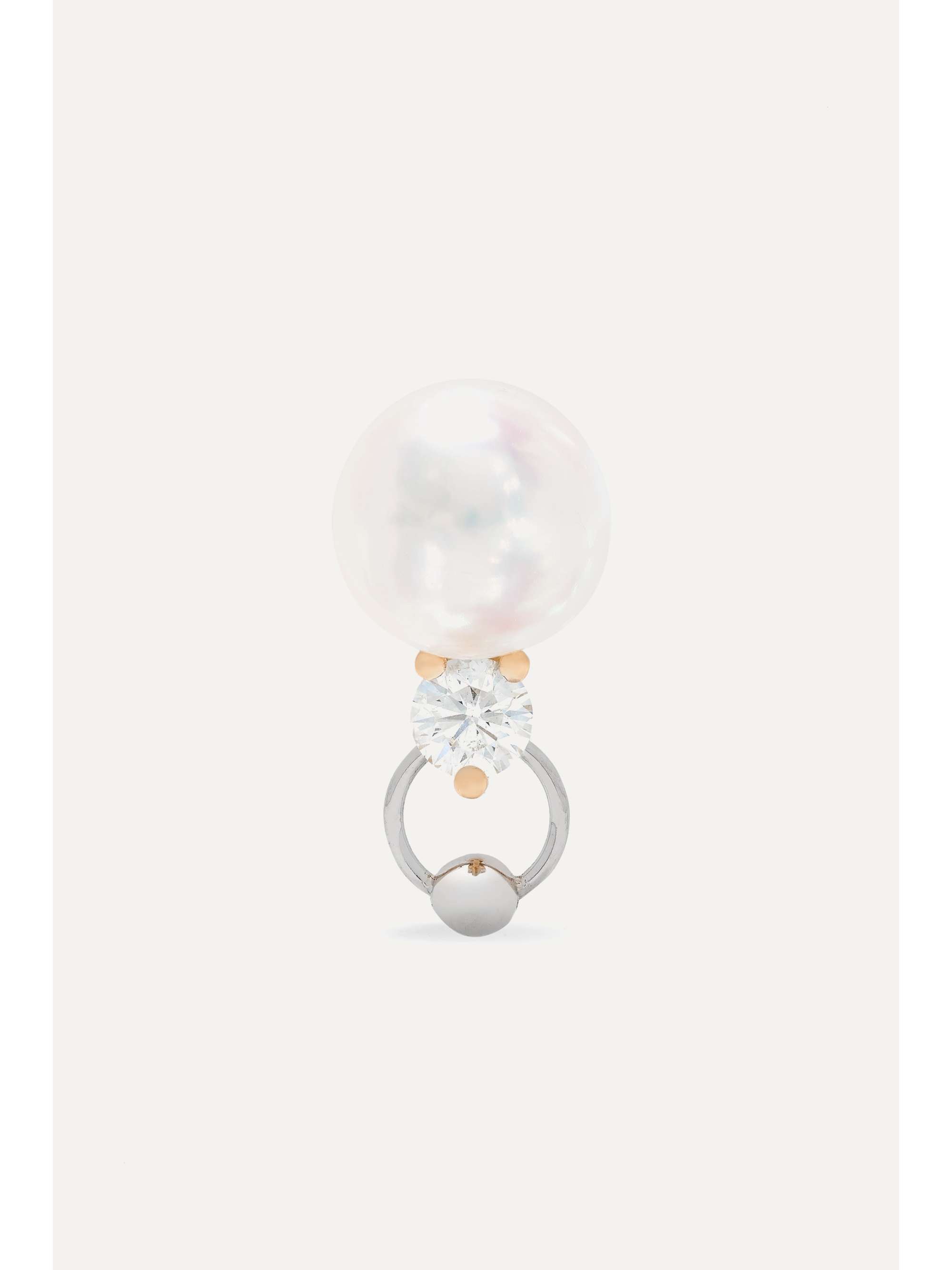 DELFINA DELETTREZ 18-karat yellow and white gold, pearl and diamond earring