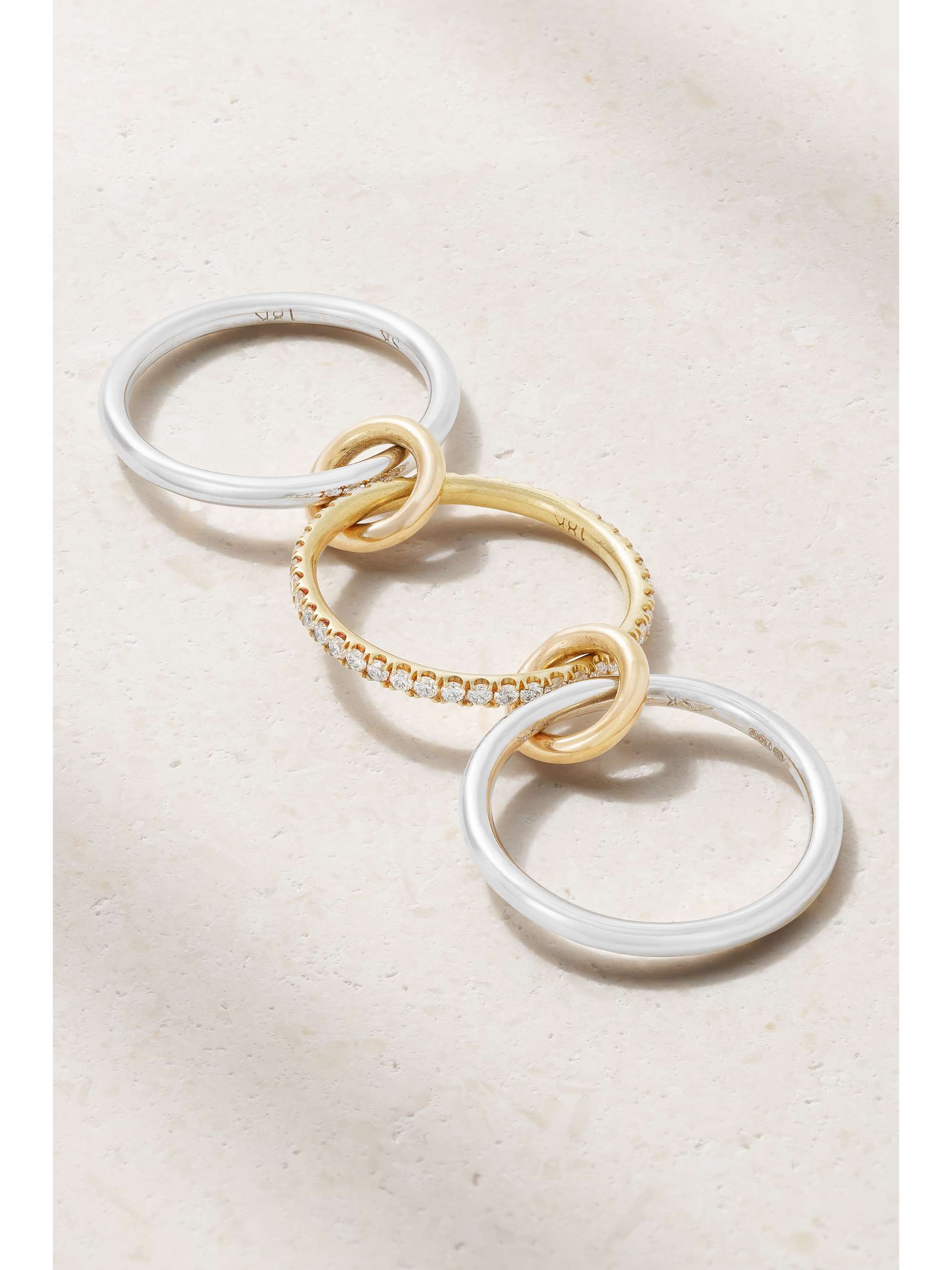 SPINELLI KILCOLLIN Sonny set of three 18-karat white, yellow and rose gold diamond rings