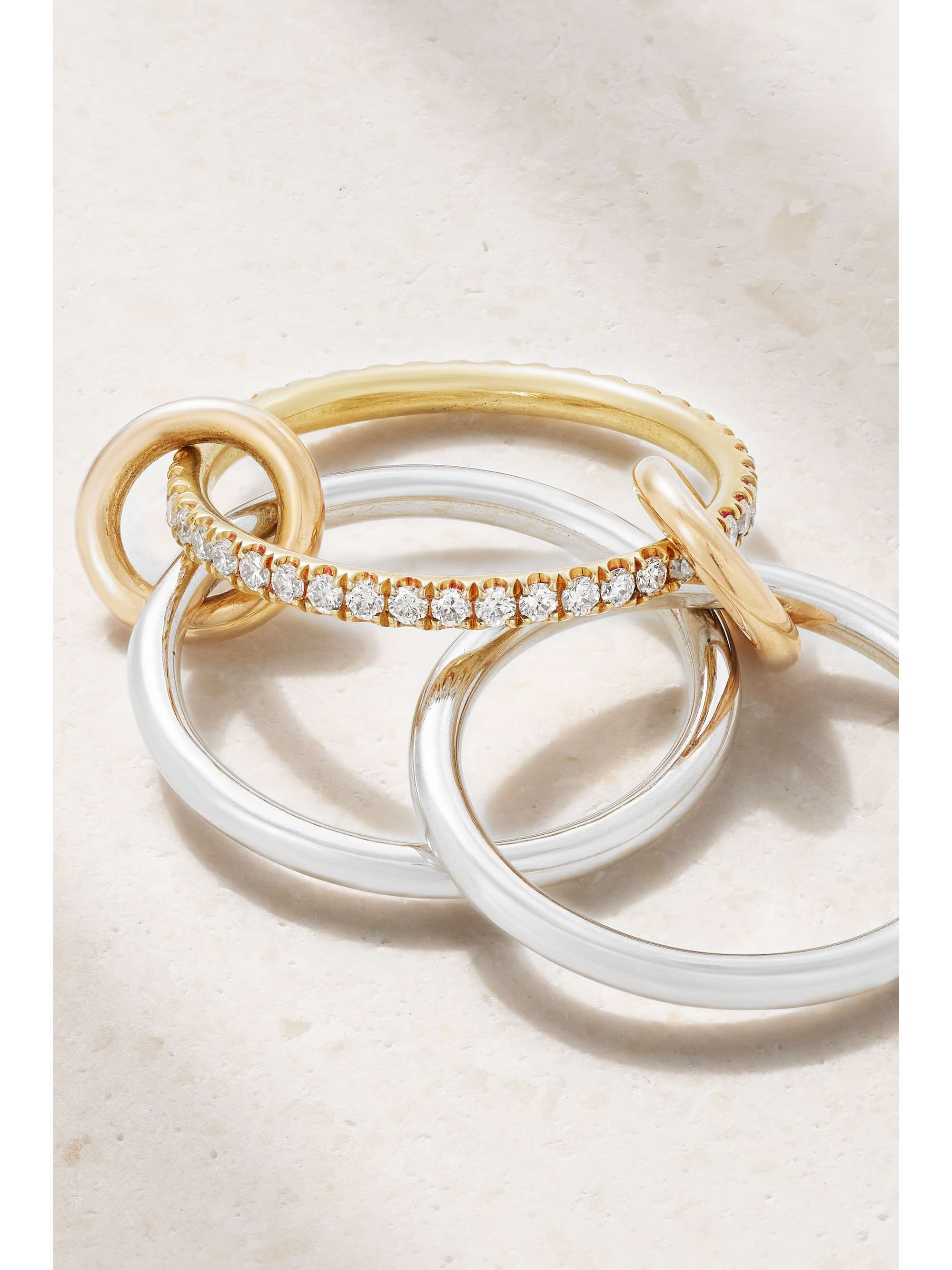 SPINELLI KILCOLLIN Sonny set of three 18-karat white, yellow and rose gold diamond rings