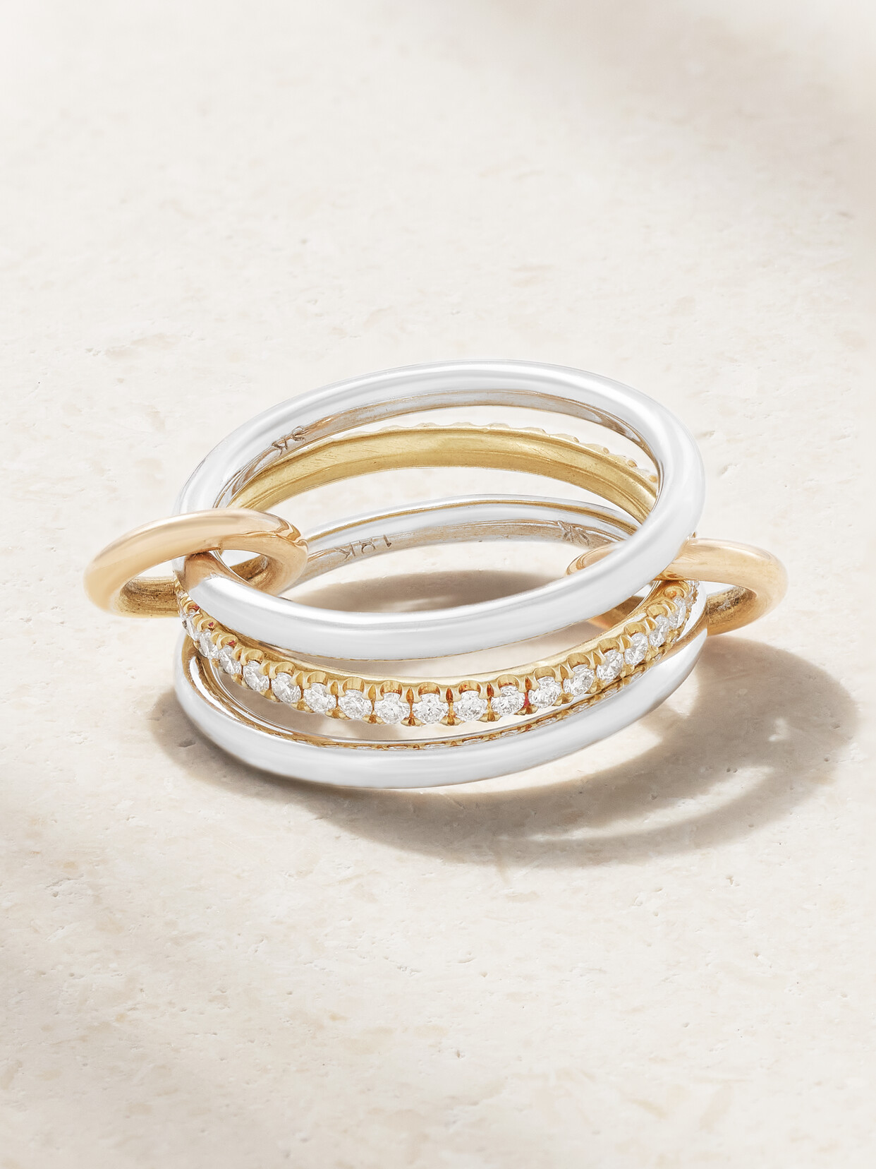 Spinelli Kilcollin - Sonny Set Of Three 18-karat White, Yellow And Rose Gold Diamond Rings - Silver