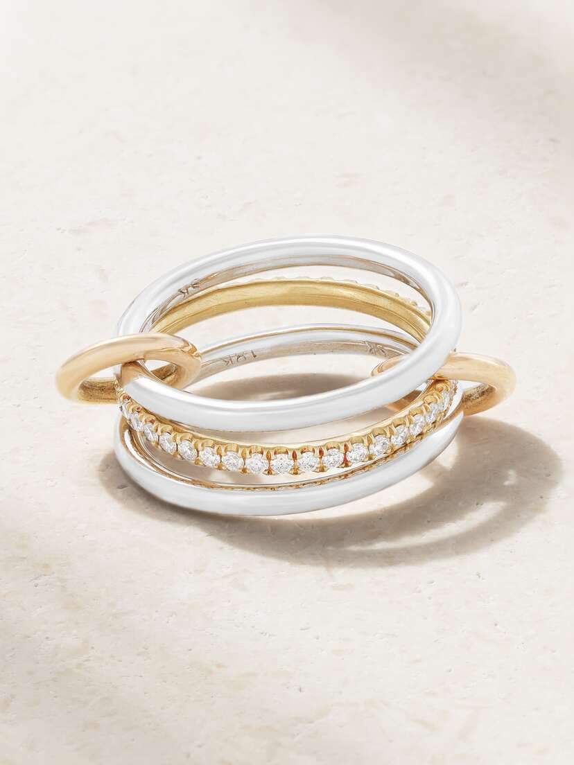 Spinelli Kilcollin Sonny Set Of Three 18-karat White, Yellow And Rose Gold Diamond Rings