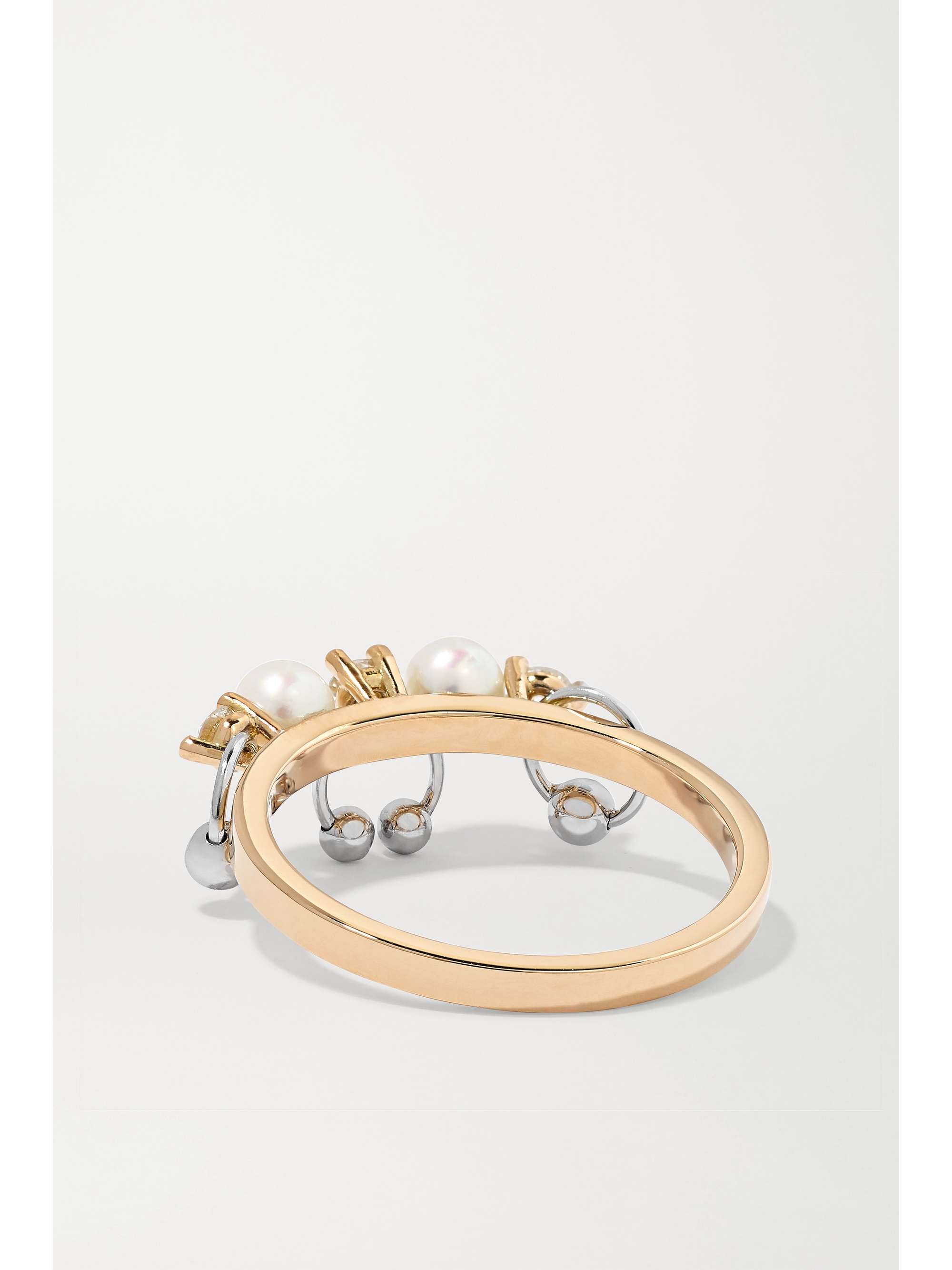 DELFINA DELETTREZ 18-karat yellow and white gold, diamond and pearl ring