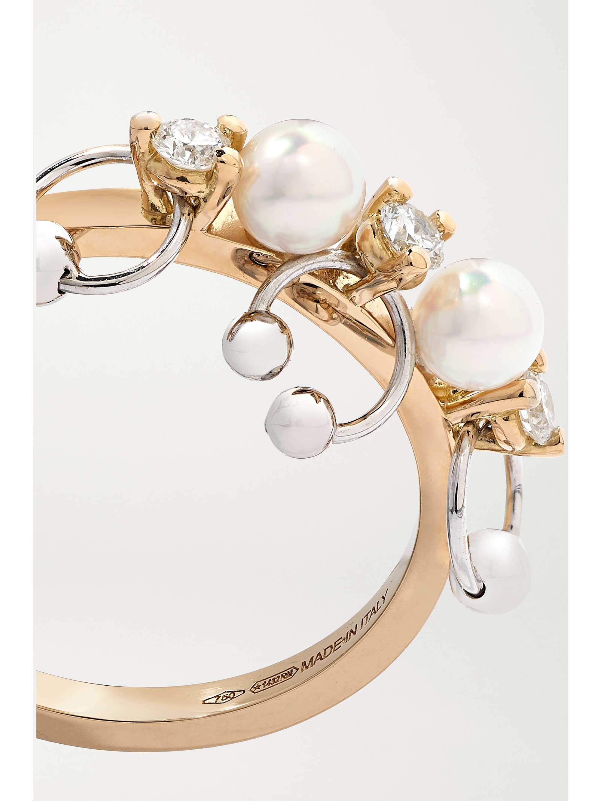 DELFINA DELETTREZ 18-karat yellow and white gold, diamond and pearl ring