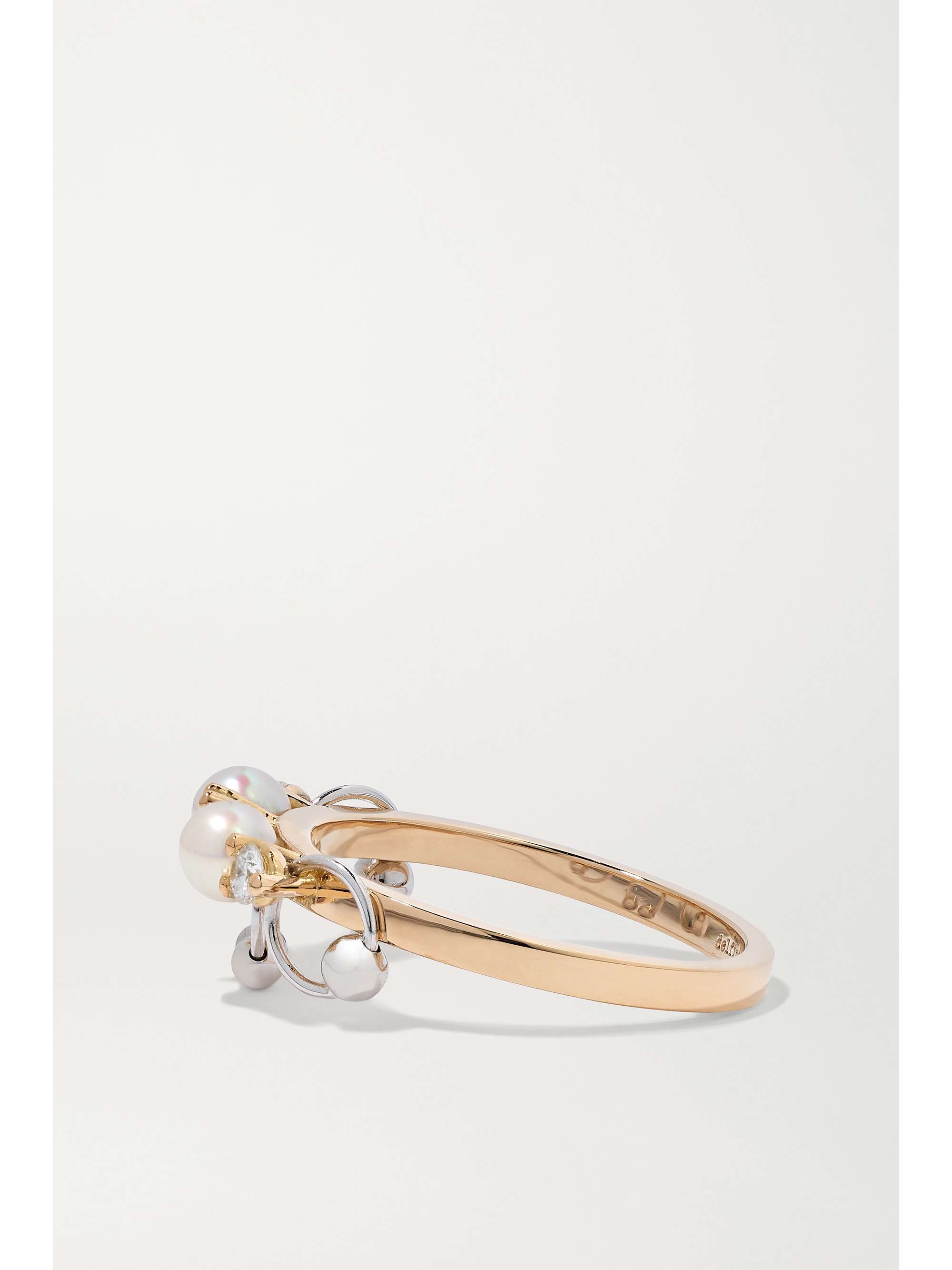 DELFINA DELETTREZ 18-karat yellow and white gold, diamond and pearl ring