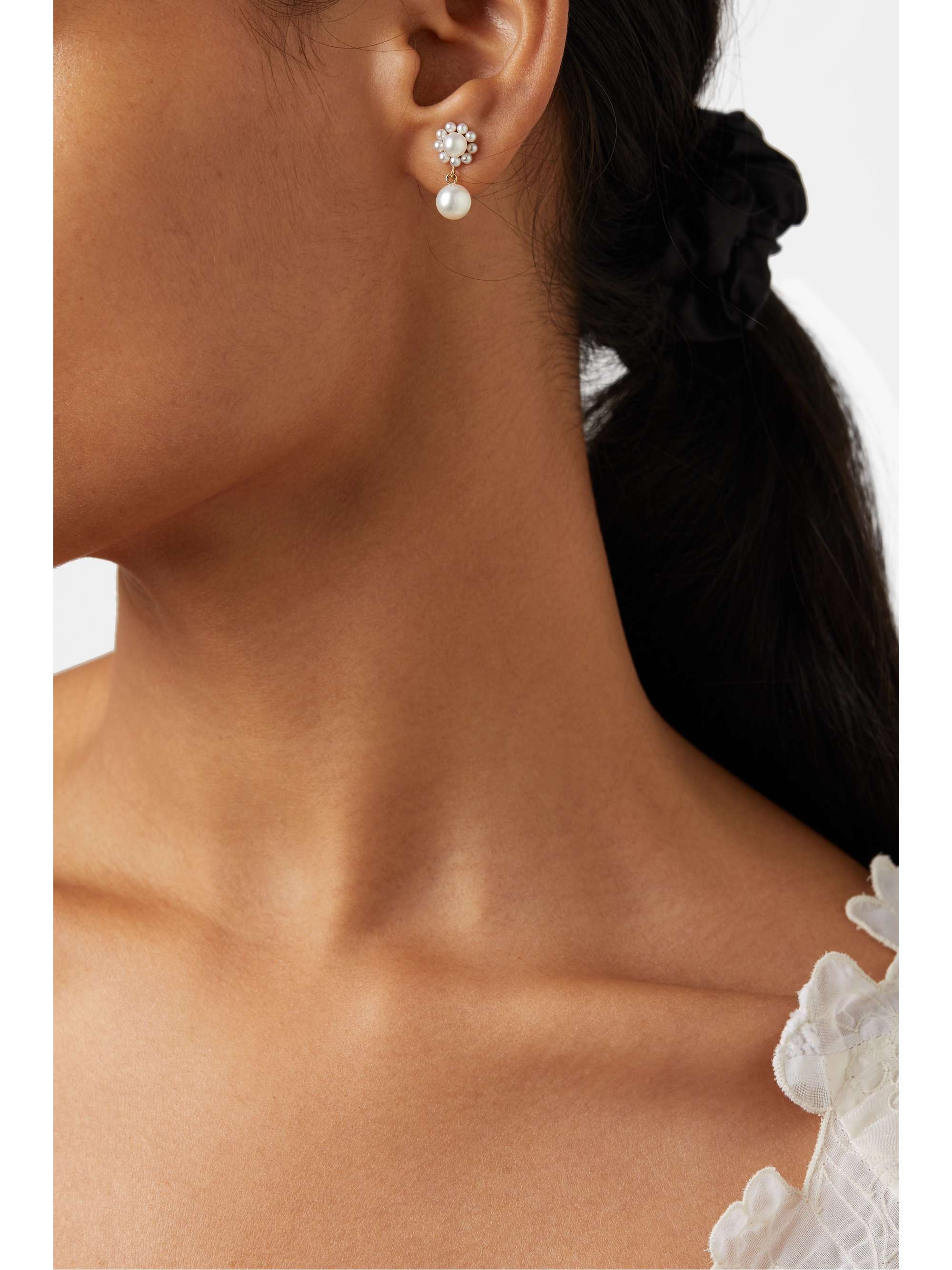 SOPHIE BILLE BRAHE + Cecilie Bahnsen Poppy Perle 14-karat gold pearl earrings