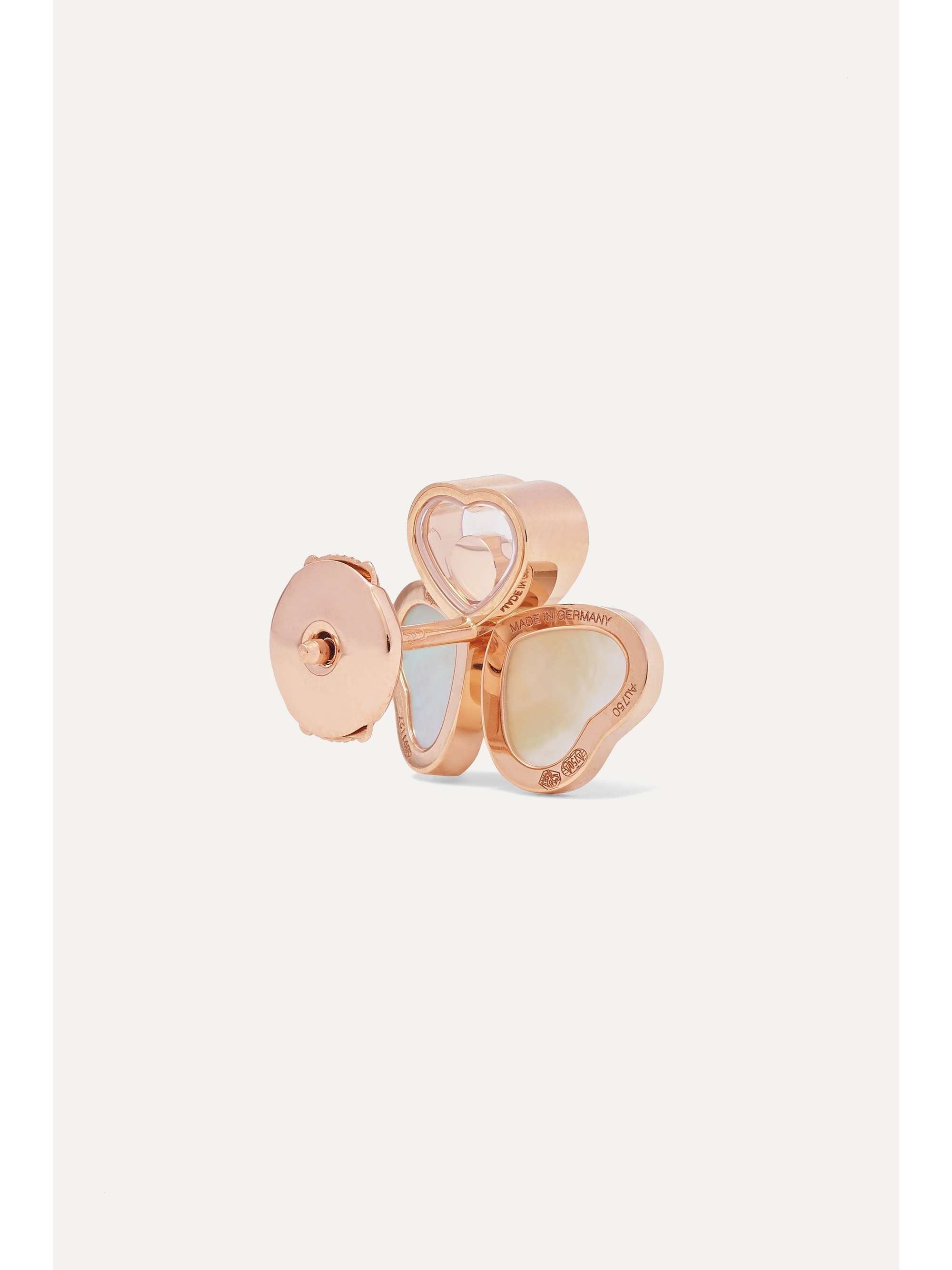 CHOPARD Happy Hearts Wings Ohrringe aus 18 Karat Roségold mit Perlmutt und Diamanten