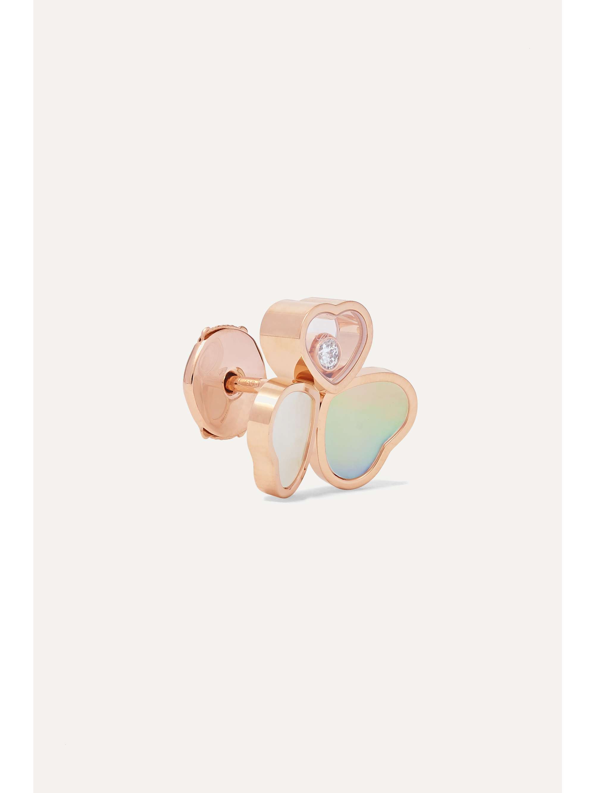 CHOPARD Happy Hearts Wings Ohrringe aus 18 Karat Roségold mit Perlmutt und Diamanten