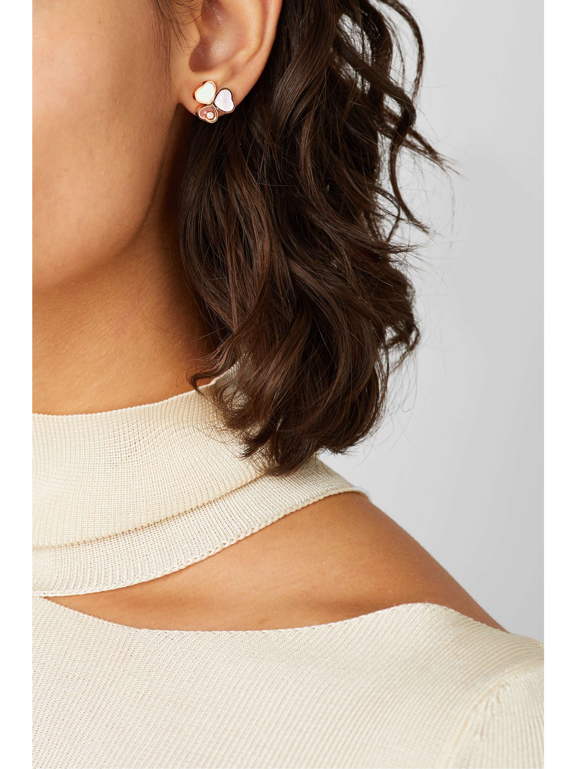 CHOPARD Happy Hearts Wings Ohrringe aus 18 Karat Roségold mit Perlmutt und Diamanten