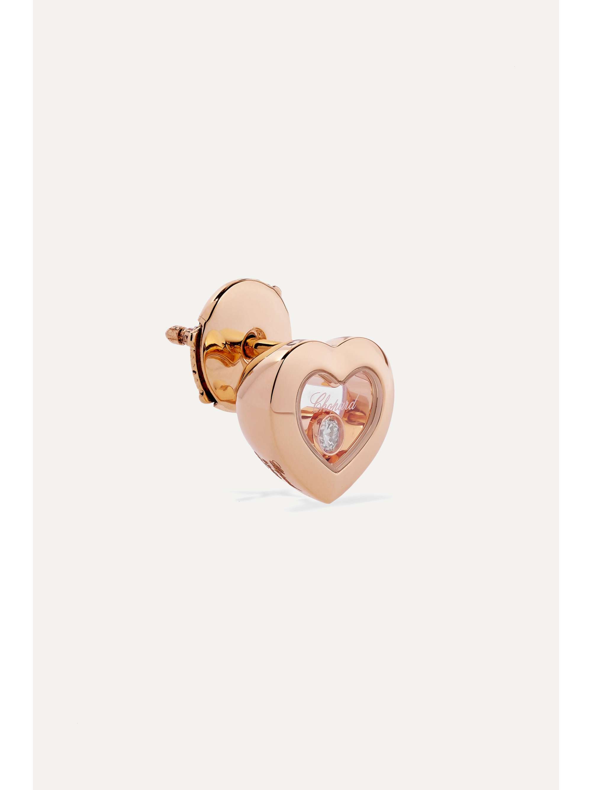 CHOPARD + NET SUSTAIN Happy Diamonds 18-karat rose gold diamond earrings