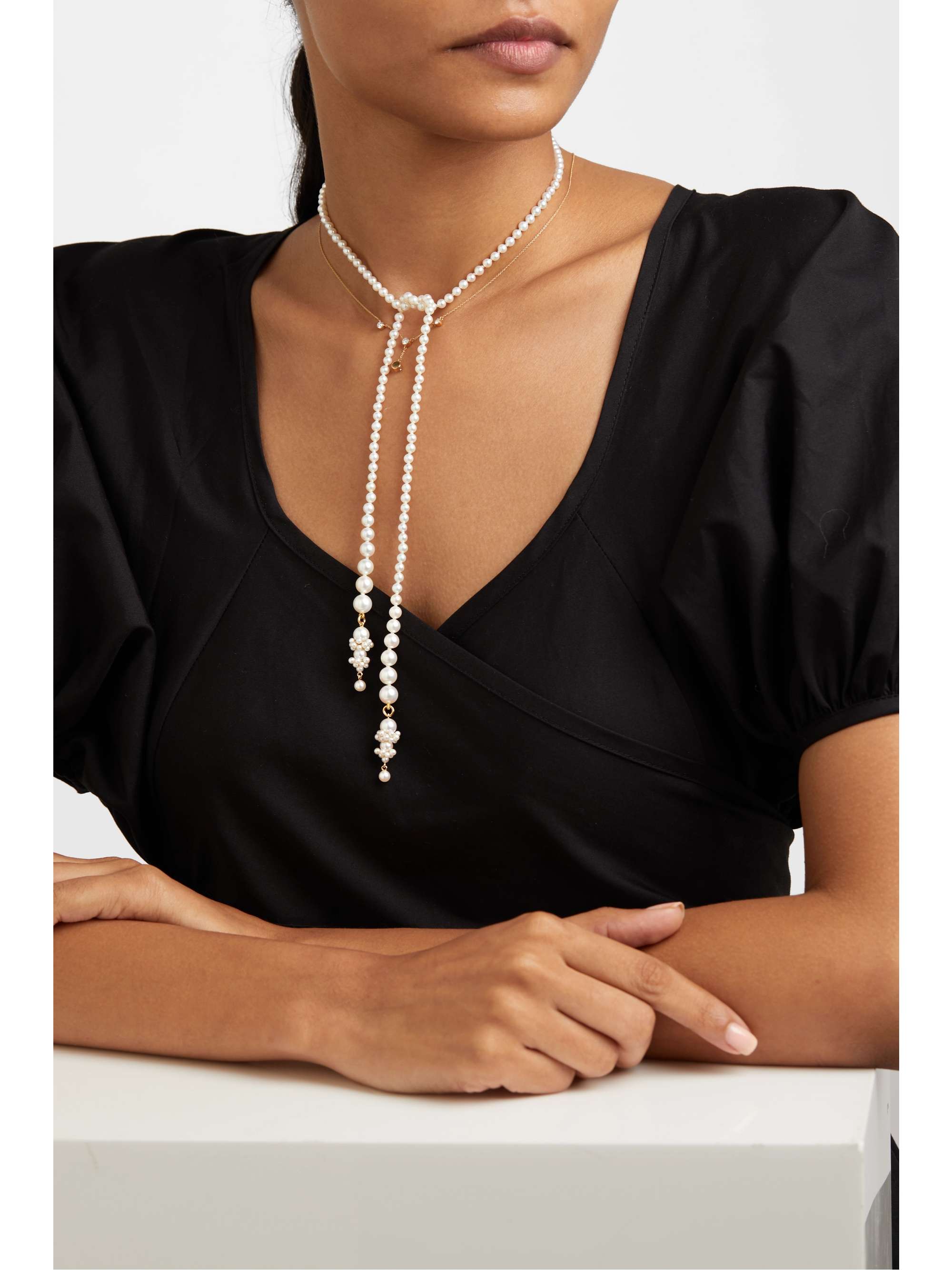 SOPHIE BILLE BRAHE + Cecilie Bahnsen Mimosa 14-karat gold pearl necklace