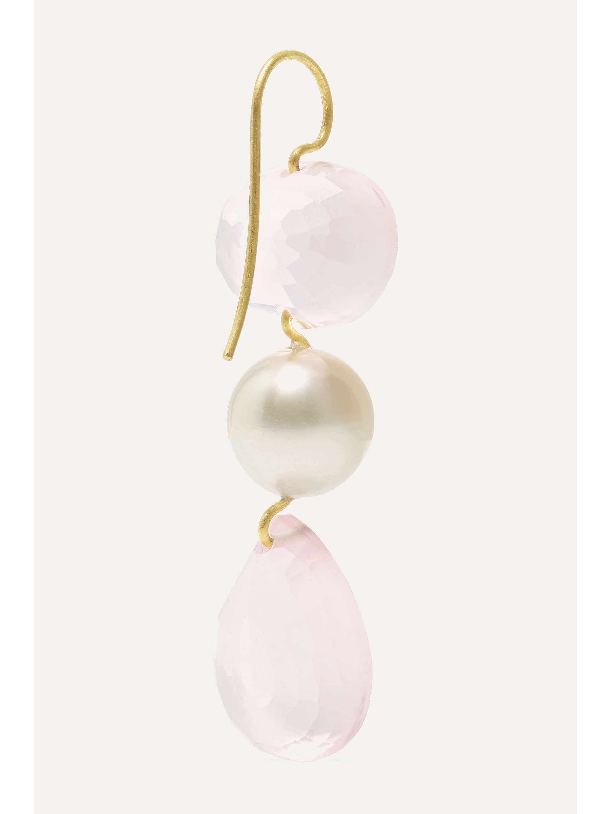 MARIE-HÉLÈNE DE TAILLAC Catherine De Russie 20-karat gold, quartz and pearl earrings
