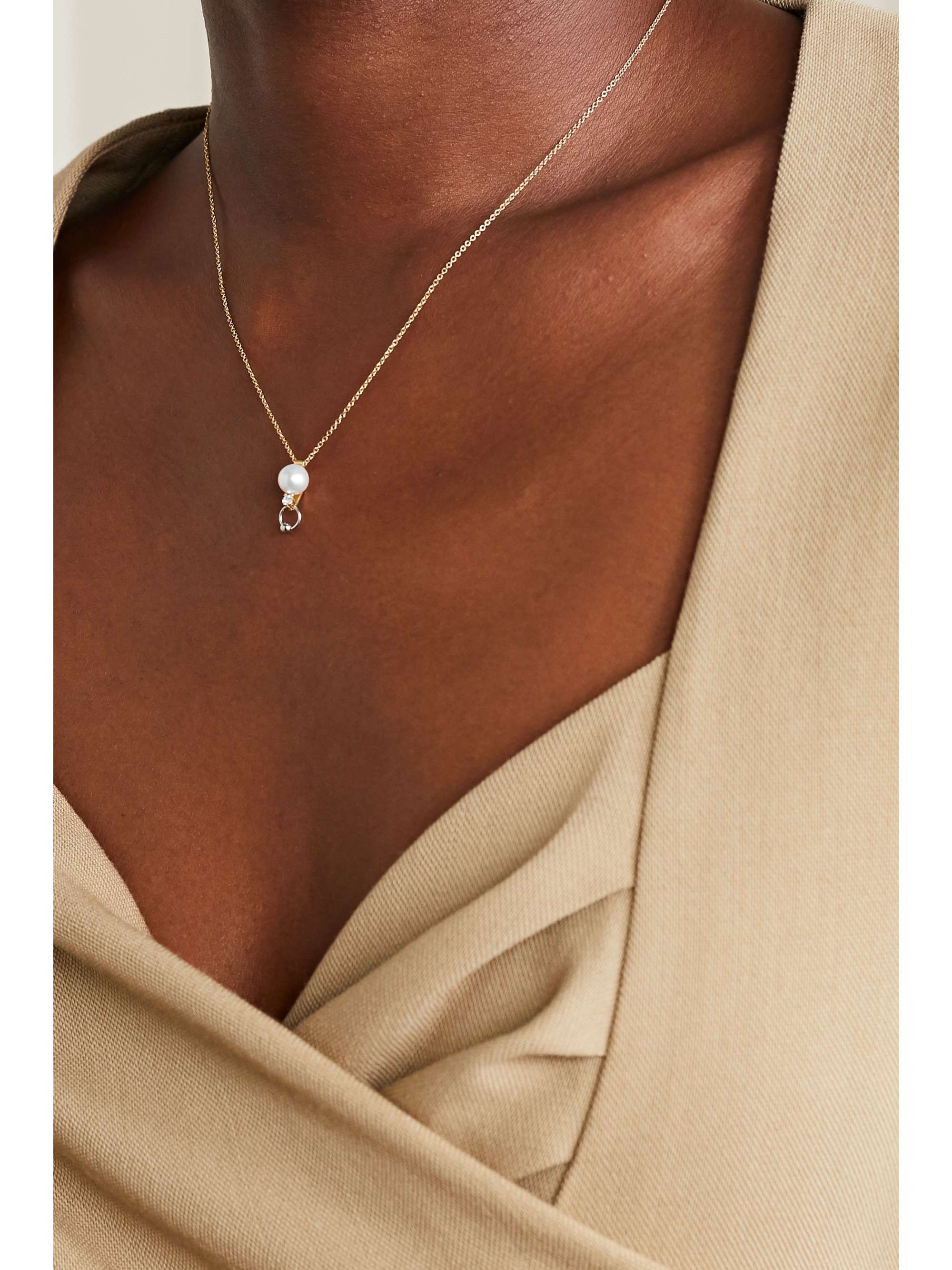 DELFINA DELETTREZ 18-karat yellow and white gold diamond and pearl necklace