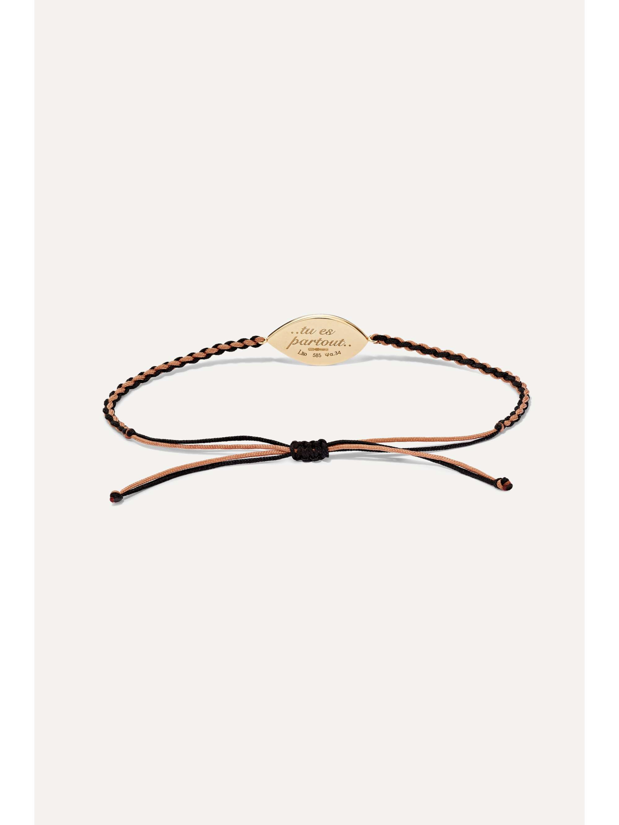 LITO Tu Es Partout Armband aus 14 Karat Gold und Makrameegarn mit Emaille