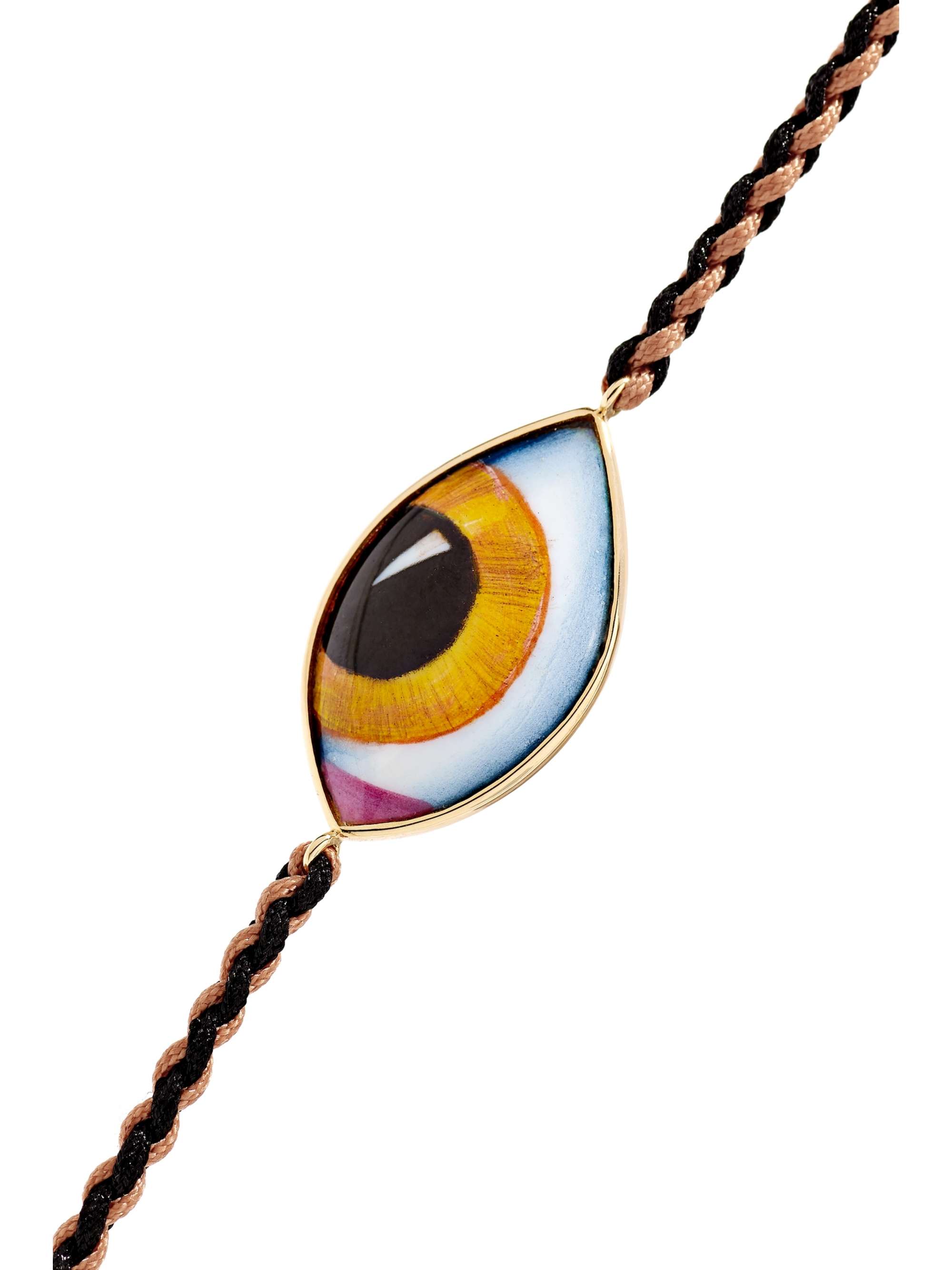 LITO Tu Es Partout Armband aus 14 Karat Gold und Makrameegarn mit Emaille