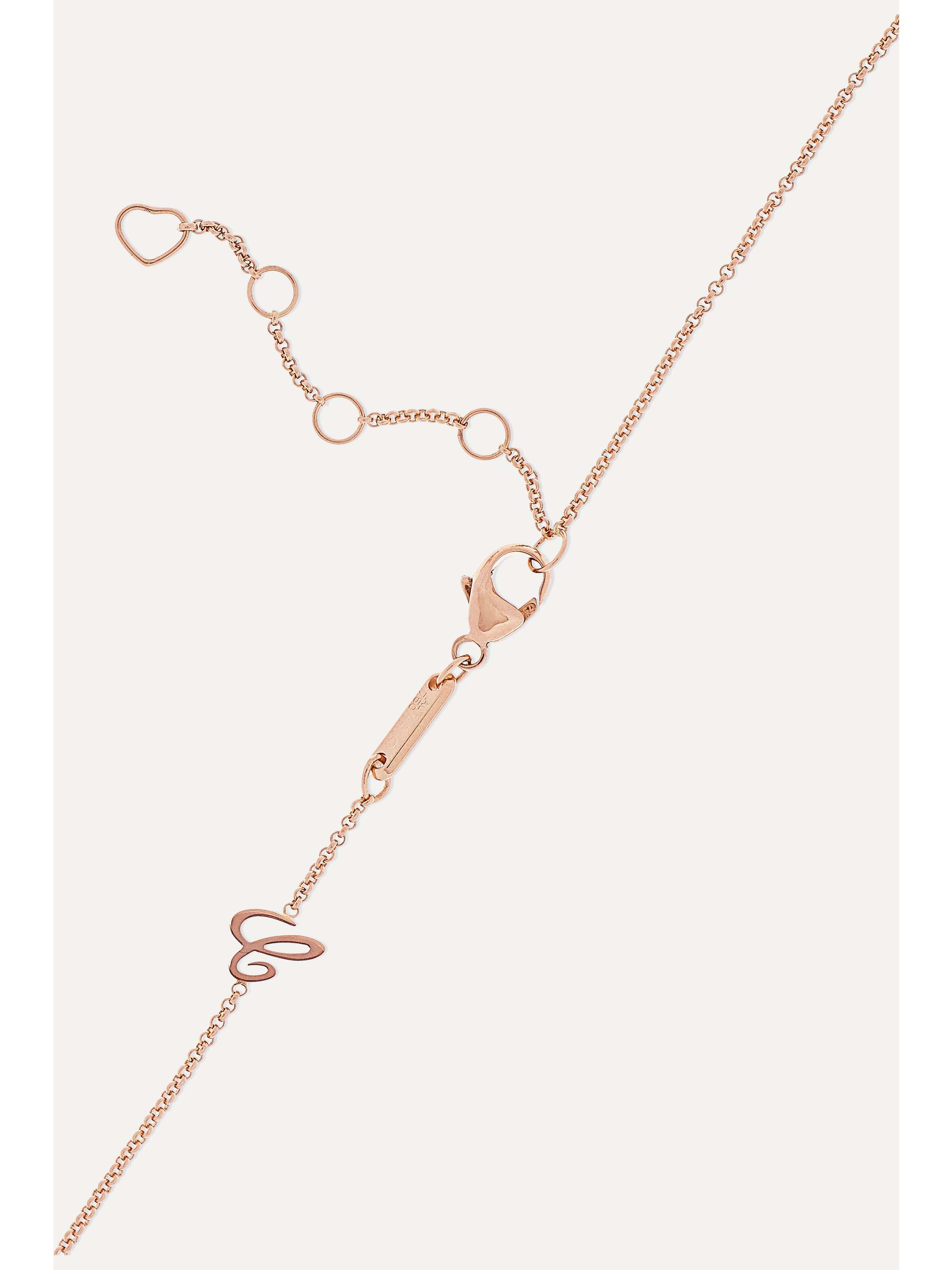 CHOPARD Happy Hearts Wings 18-karat rose gold, mother-of-pearl and diamond necklace