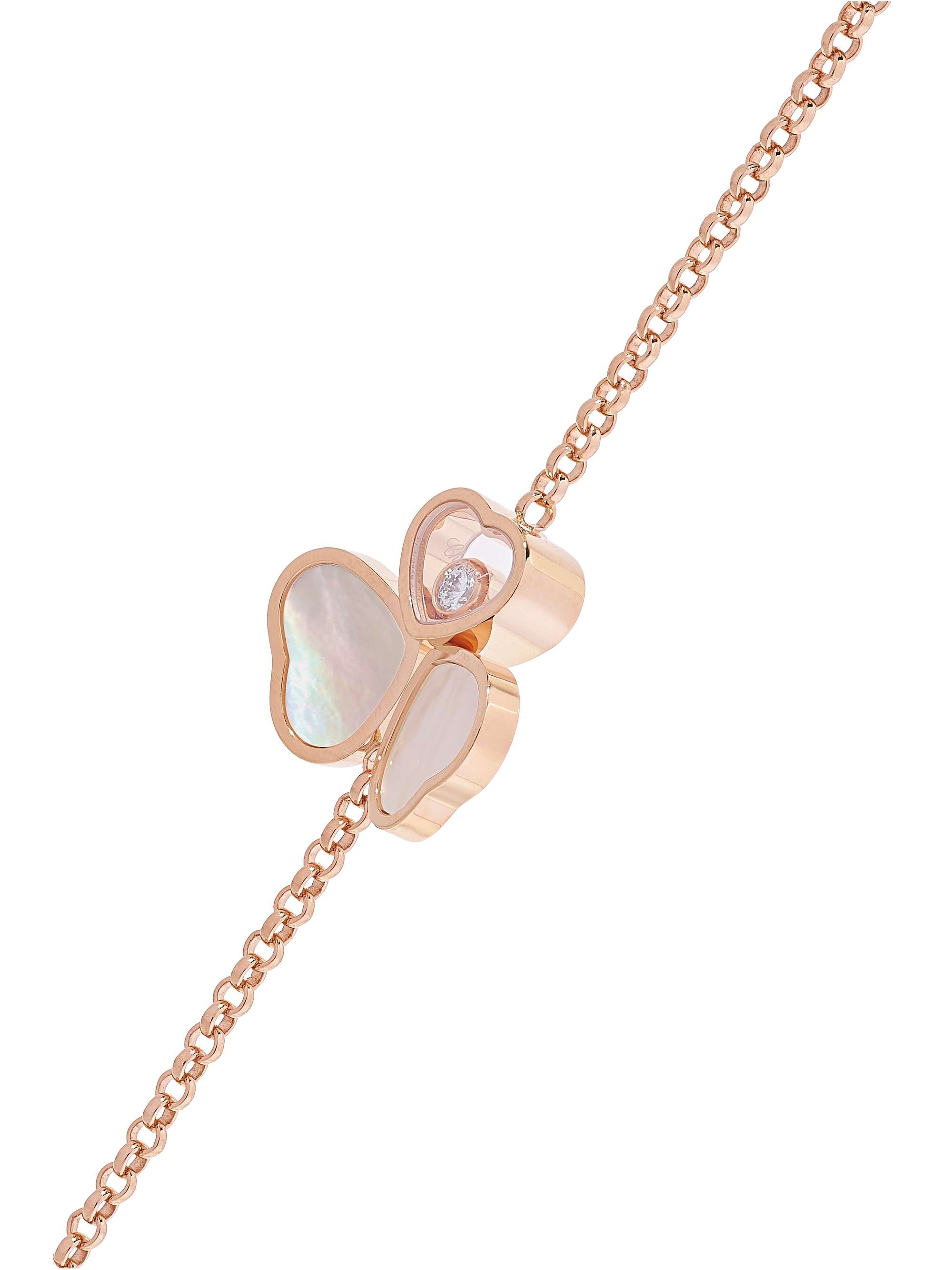 CHOPARD Happy Hearts Wings 18-karat rose gold, mother-of-pearl and diamond bracelet