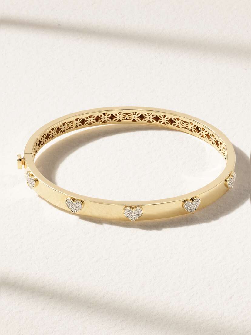 Sydney Evan 14-karat Yellow And White Gold Diamond Bangle
