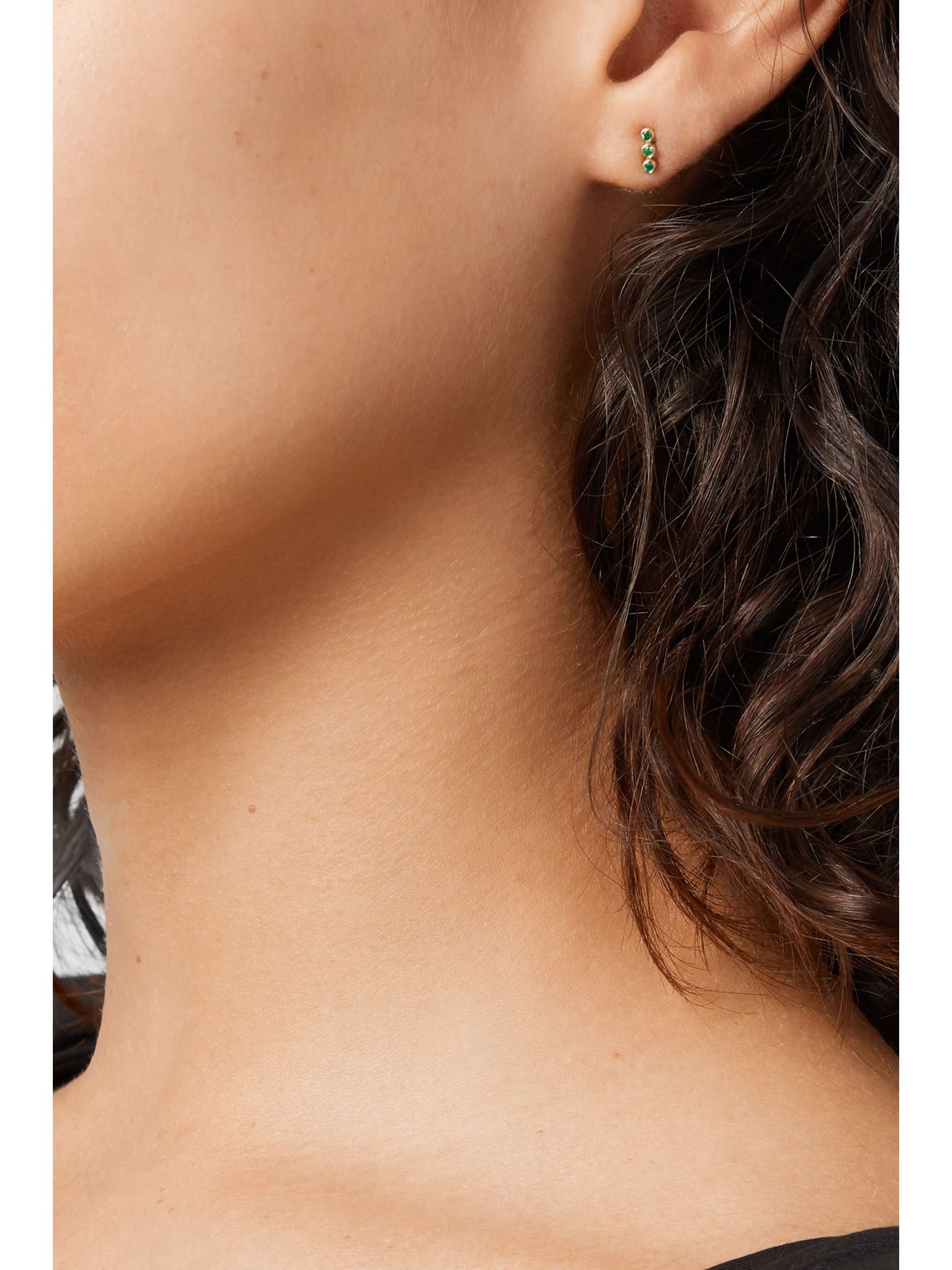 JENNIFER MEYER 18-karat gold emerald earrings