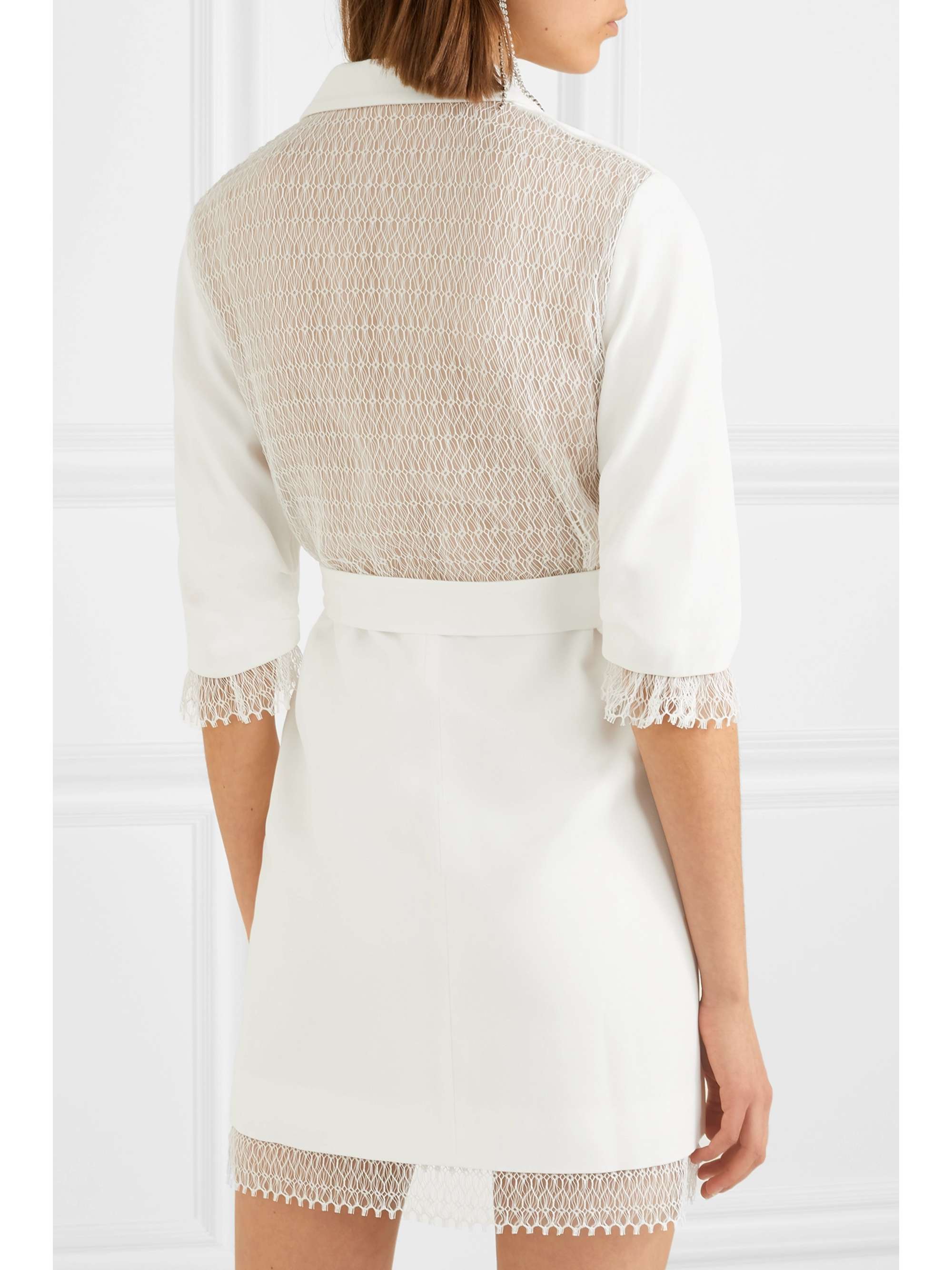 RIME ARODAKY Jax belted lace-trimmed crepe mini dress
