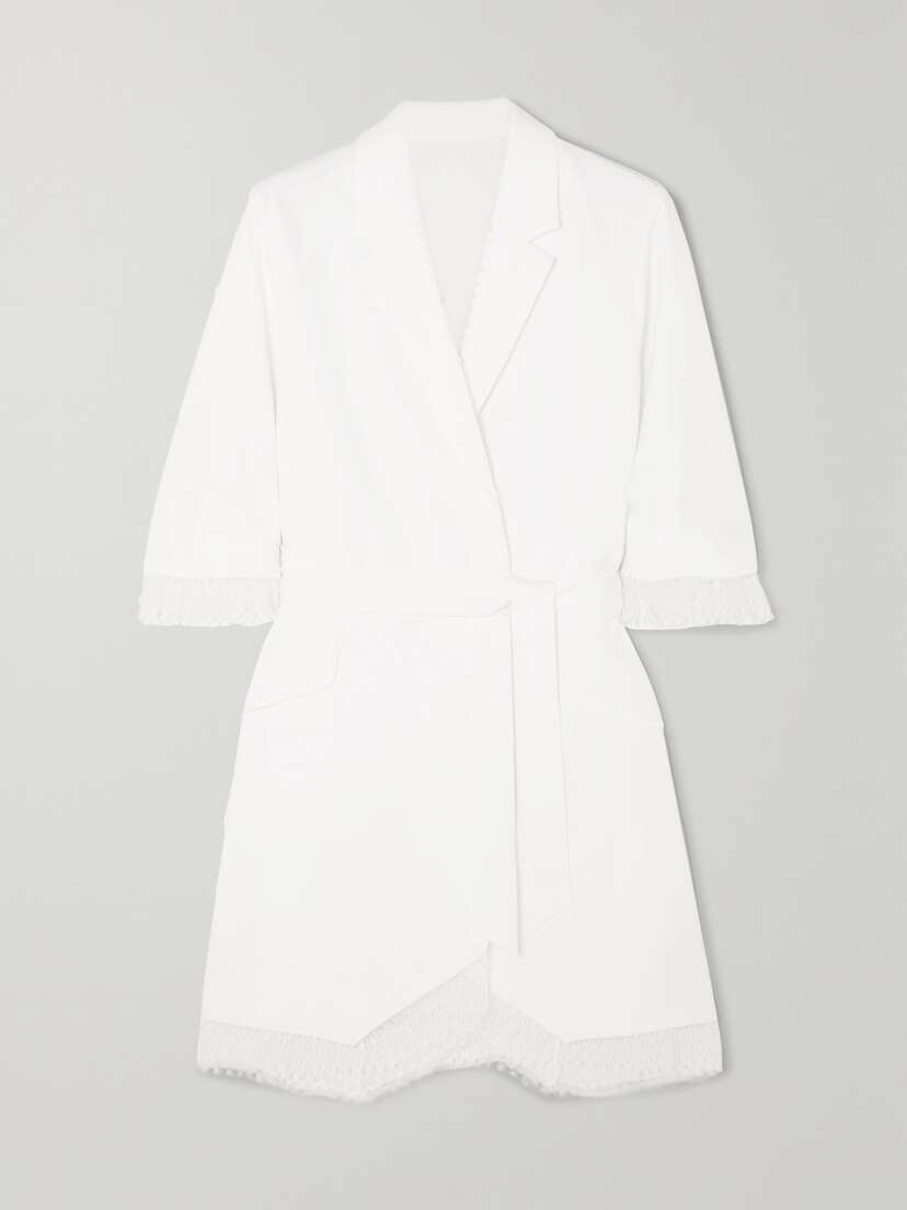 Rime Arodaky Jax Belted Lace-trimmed Crepe Mini Dress