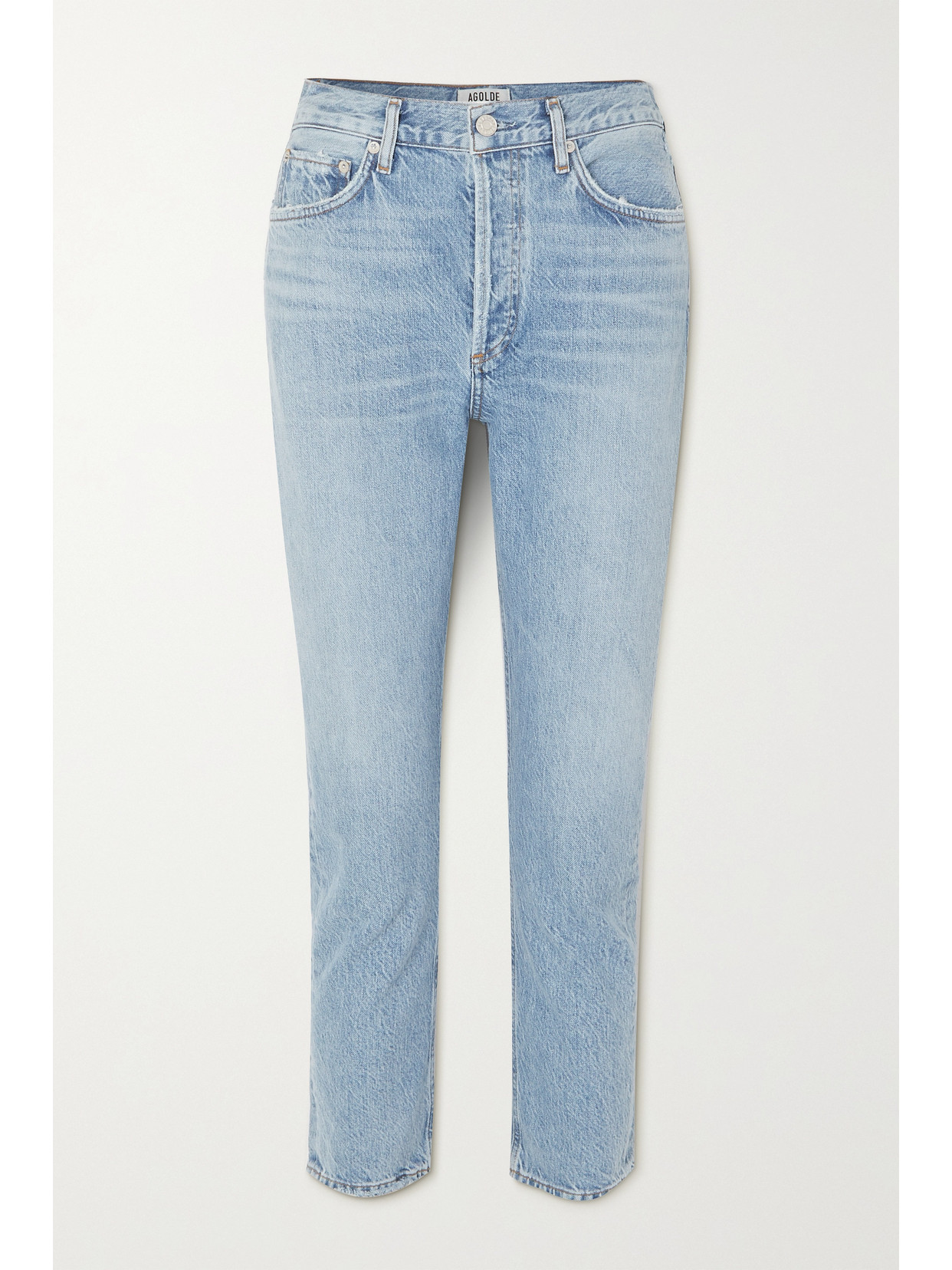 Agolde Riley Cropped Organic High-rise Straight-leg Jeans In Denim