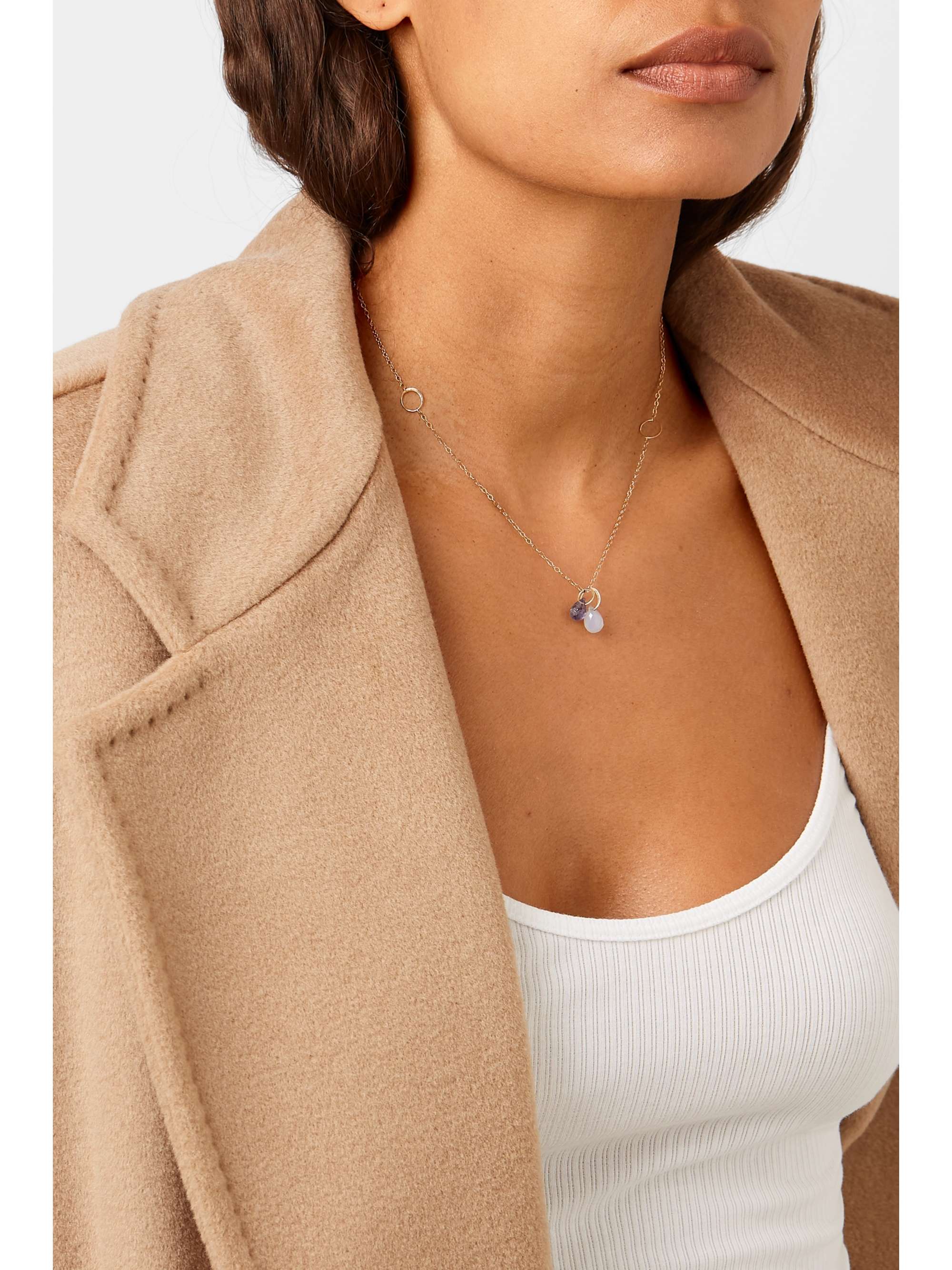 MELISSA JOY MANNING + NET SUSTAIN 14-karat gold, chalcedony and iolite necklace