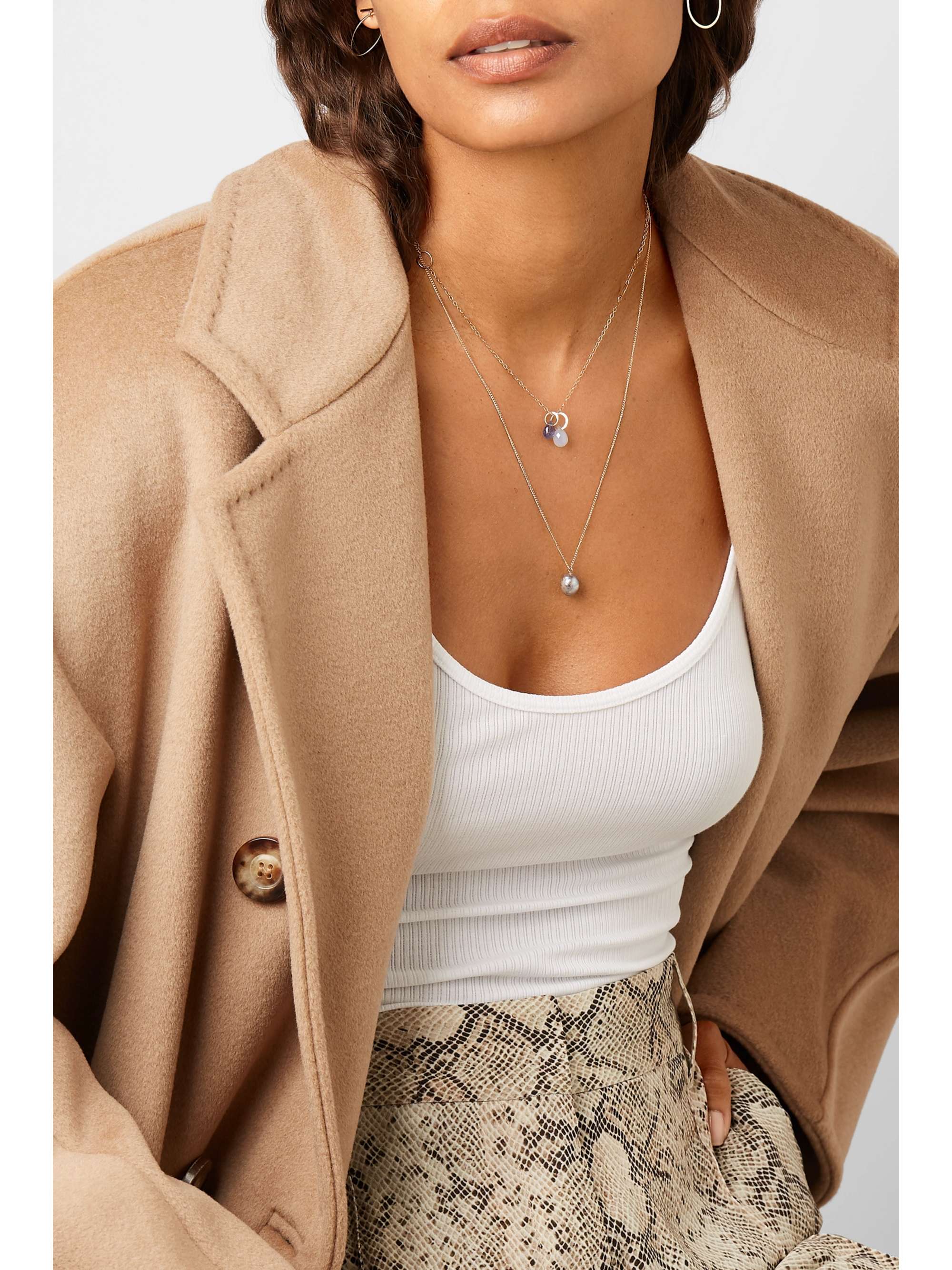 MELISSA JOY MANNING + NET SUSTAIN 14-karat gold, chalcedony and iolite necklace