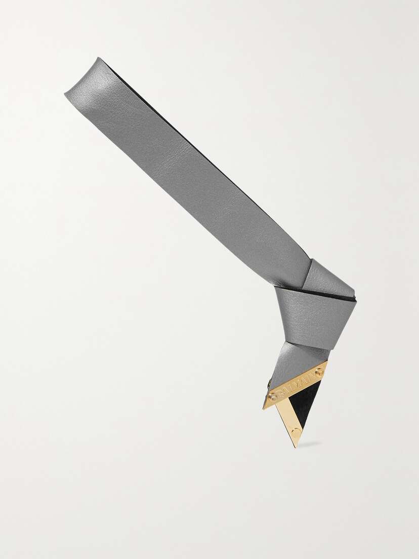 Balmain Metallic Textured-leather Headband