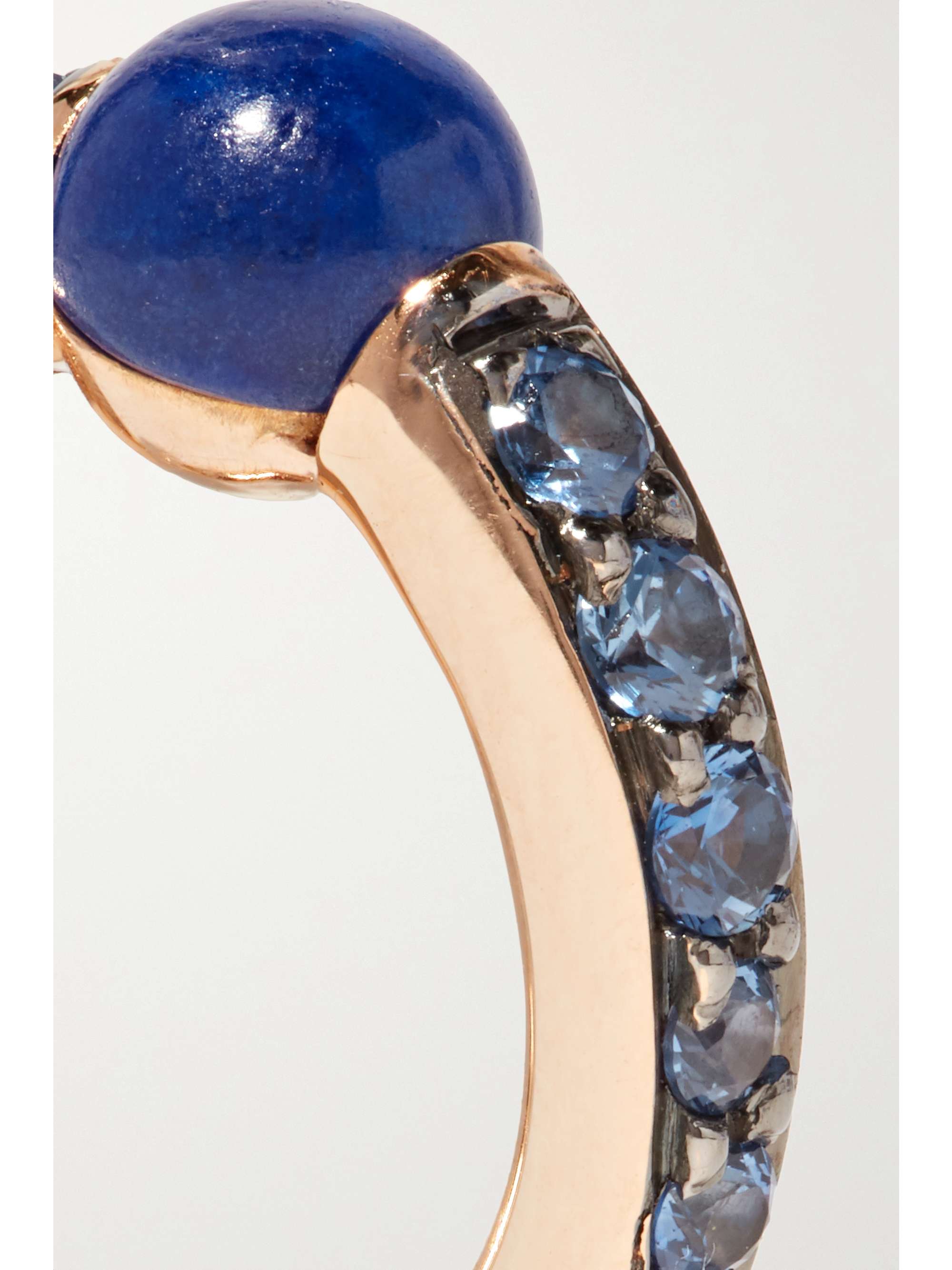 POMELLATO M'ama non M'ama 18-karat rose gold, lapis lazuli and sapphire hoop earrings