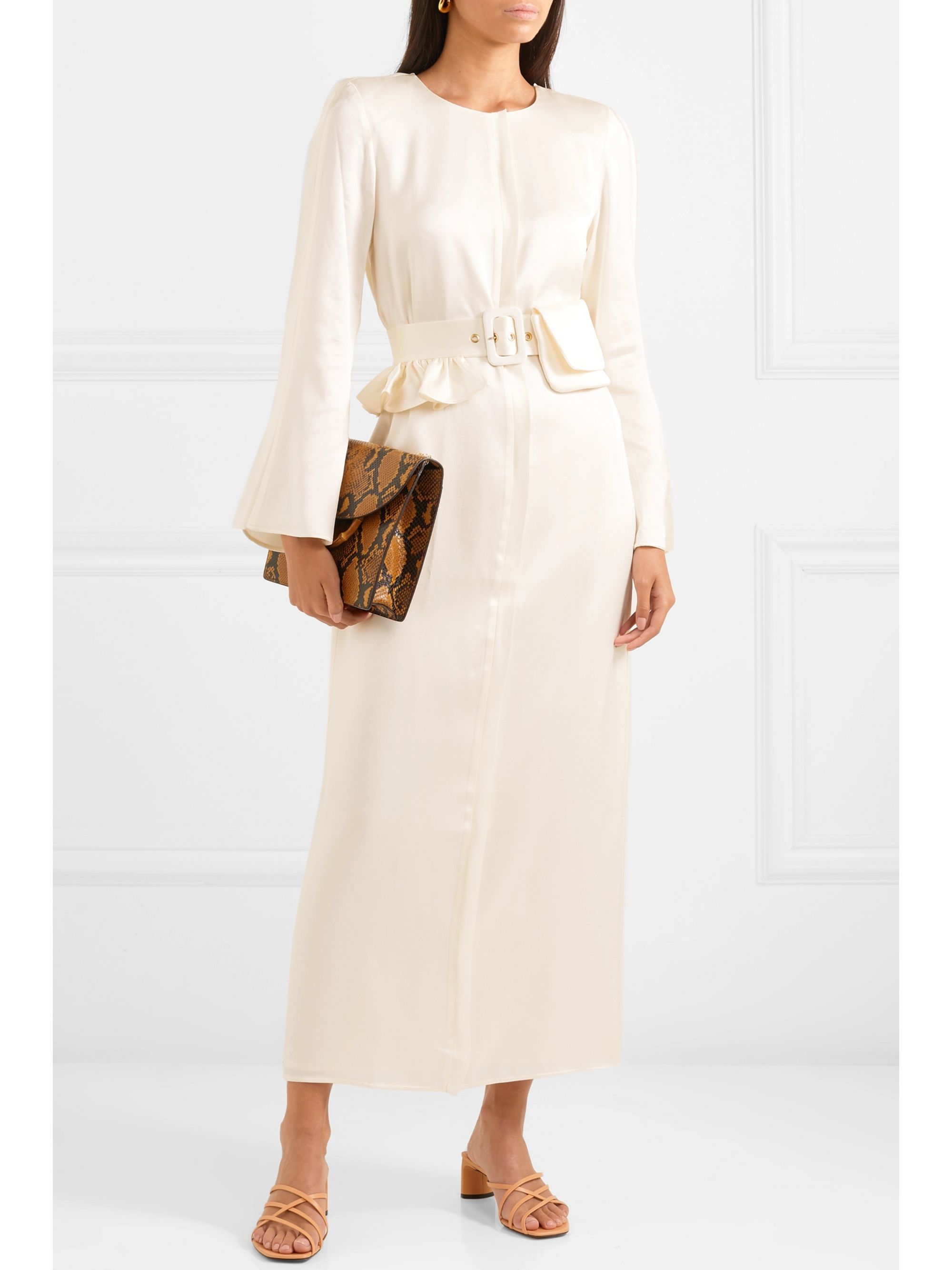 Ivory Net Sustain Looks Like We Made It Belted Satin Maxi Dress Maggie Marilyn Net A Porter