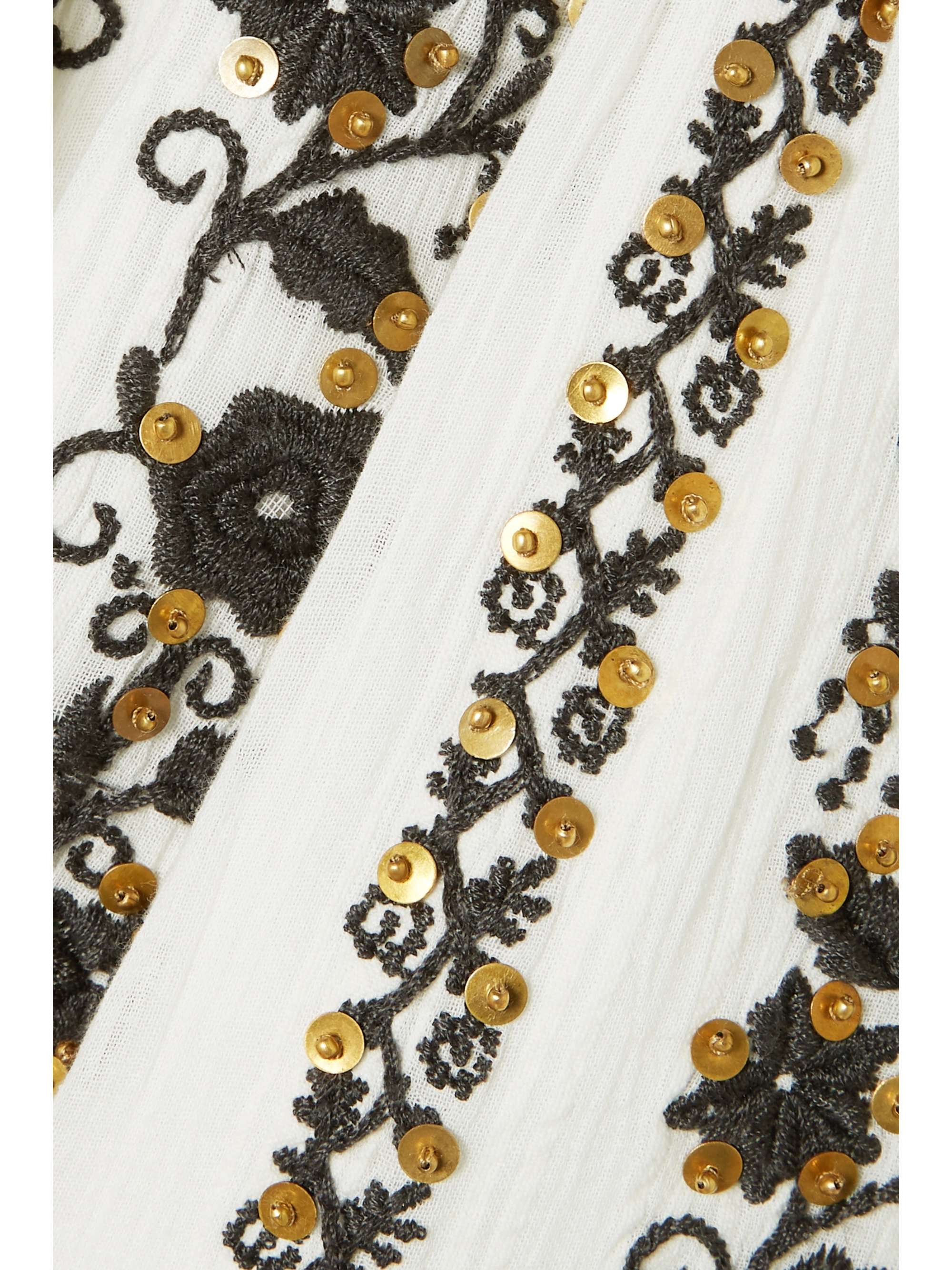 ULLA JOHNSON Ceres sequined embroidered crinkled cotton-voile mini dress