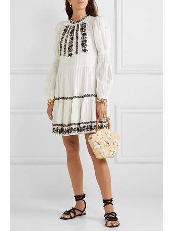 Ulla Johnson Ceres sequined embroidered crinkled cotton-voile mini dress