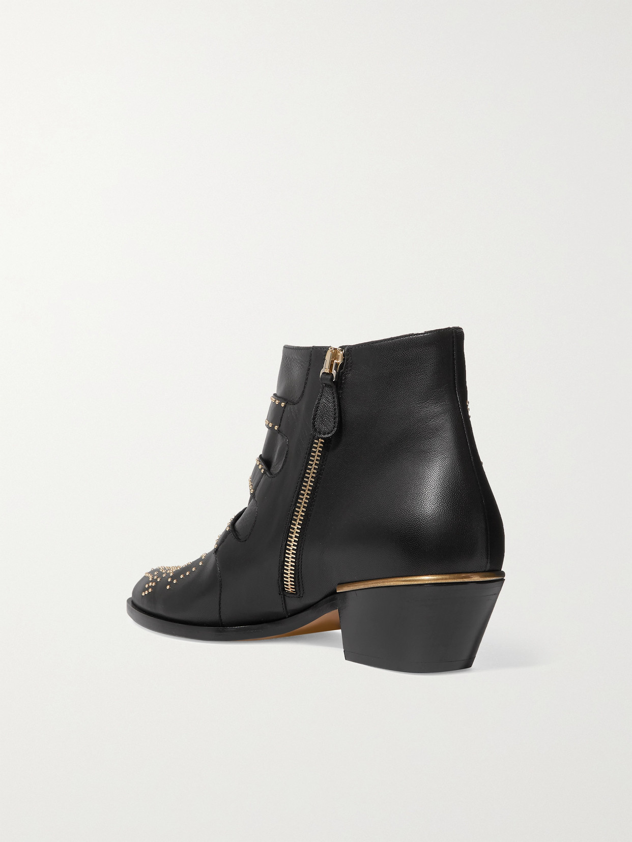 Shop Chloé Susanna Studded Leather Ankle Boots In Black