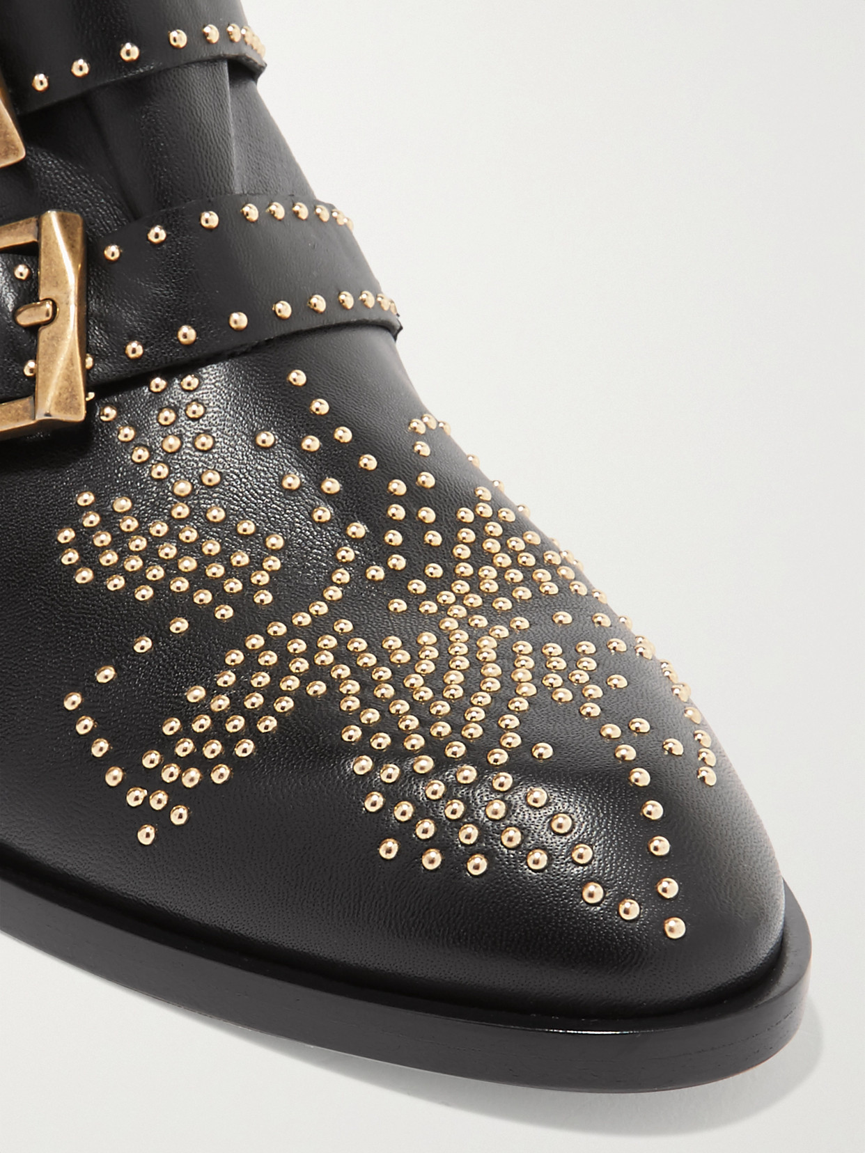 Shop Chloé Susanna Studded Leather Ankle Boots In Black